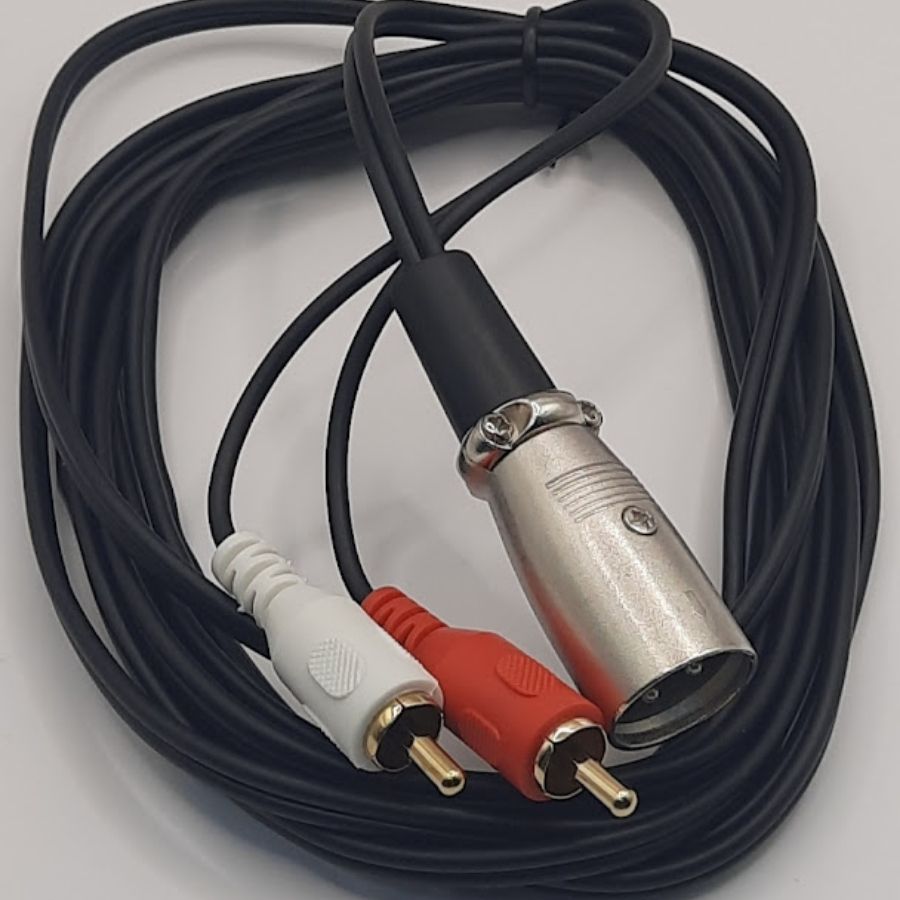 3-Pin XLR Male to 2xRCA Male Cable (3m)