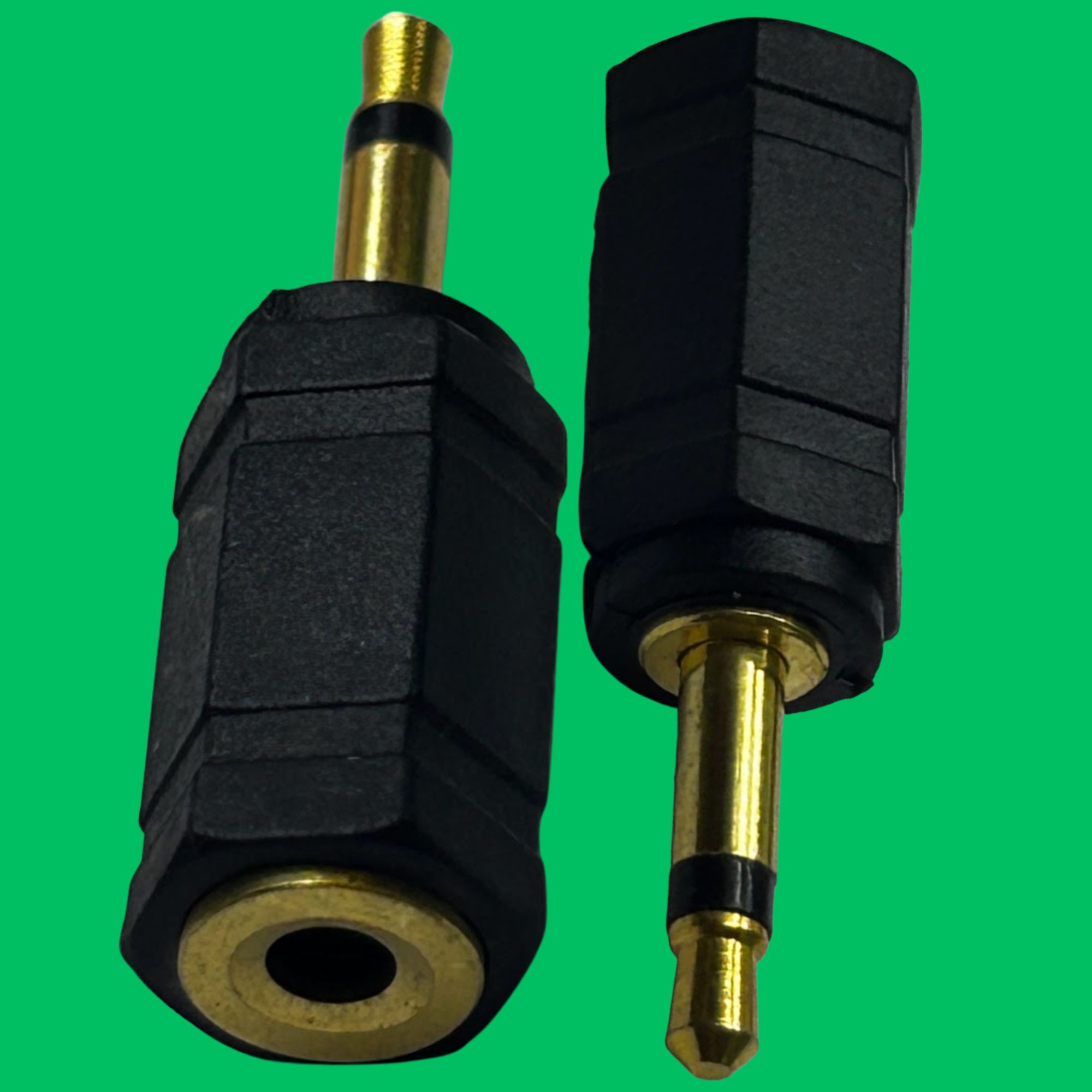 Mono 3.5mm Male-Female Adapter (Black-Gold)