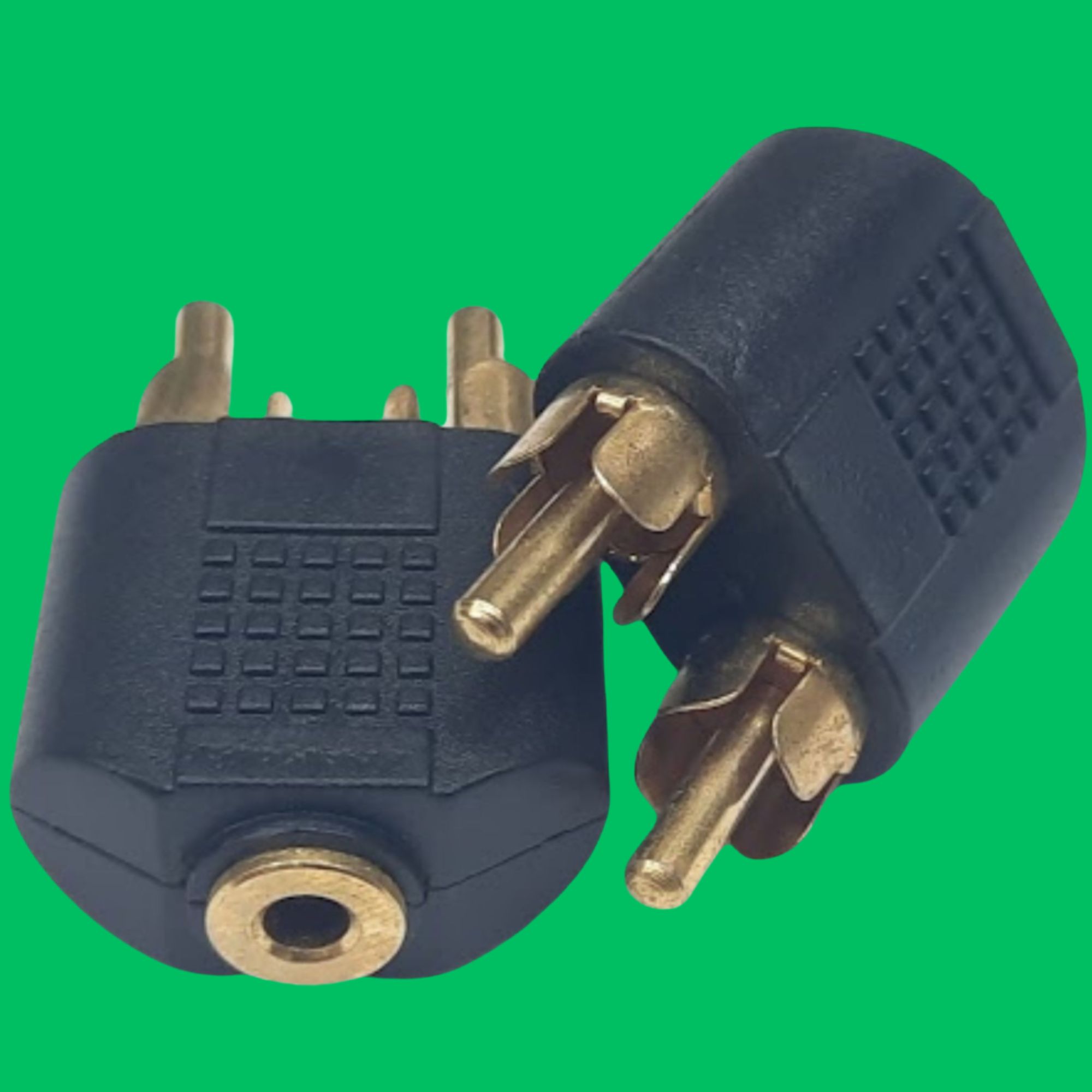 Stereo 3.5mm Female to 2x RCA Male Y-Splitter (Black-Gold)