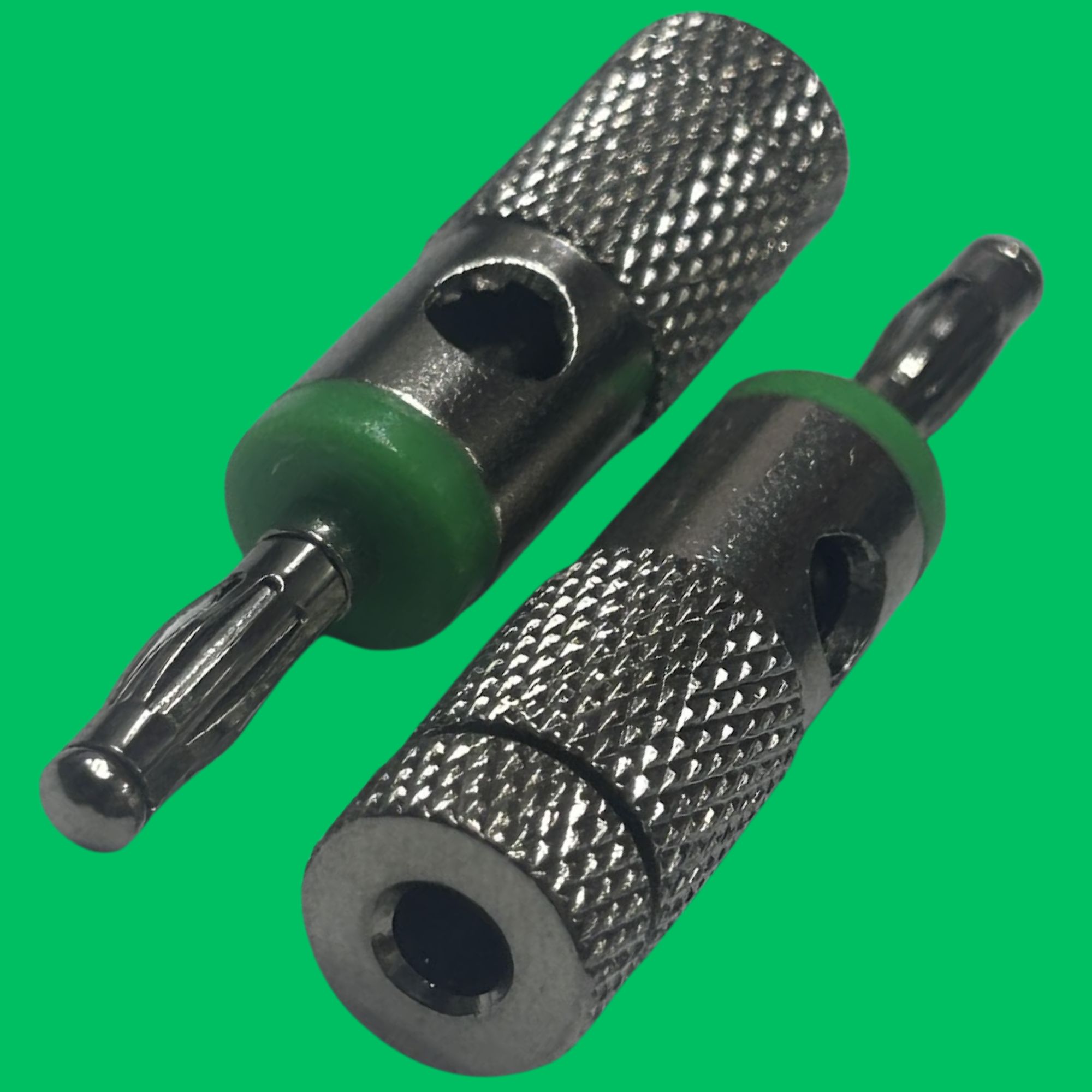 Banana 4mm Male Screw Plug (Silver-Green)