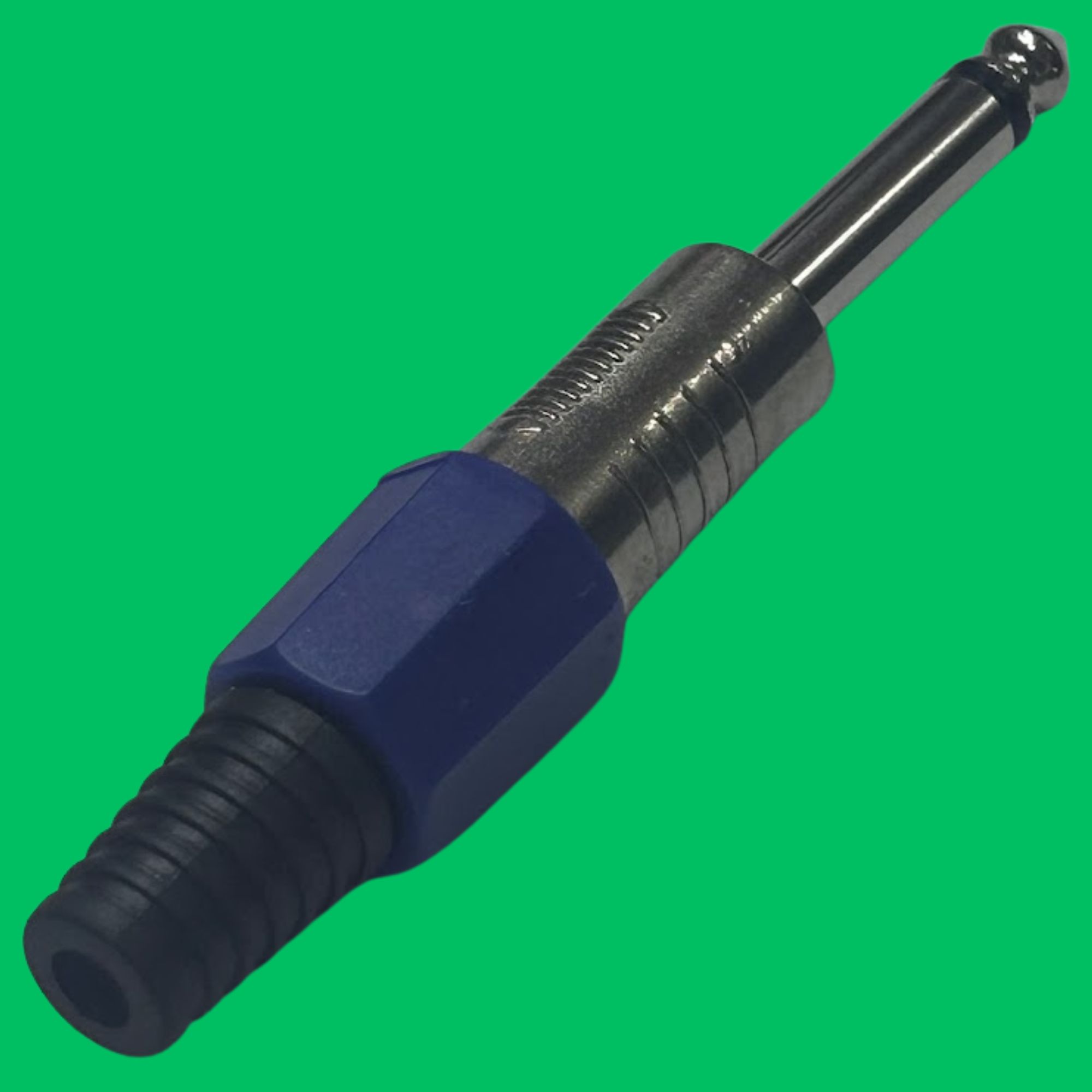 Mono 6.35mm Male Solder Plug (Black-Blue-Silver)