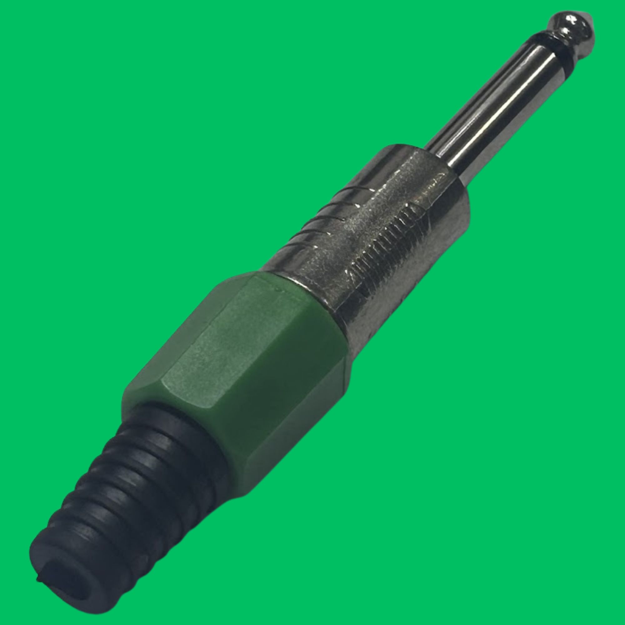 Mono 6.35mm Male Solder Plug (Black-Green-Silver)
