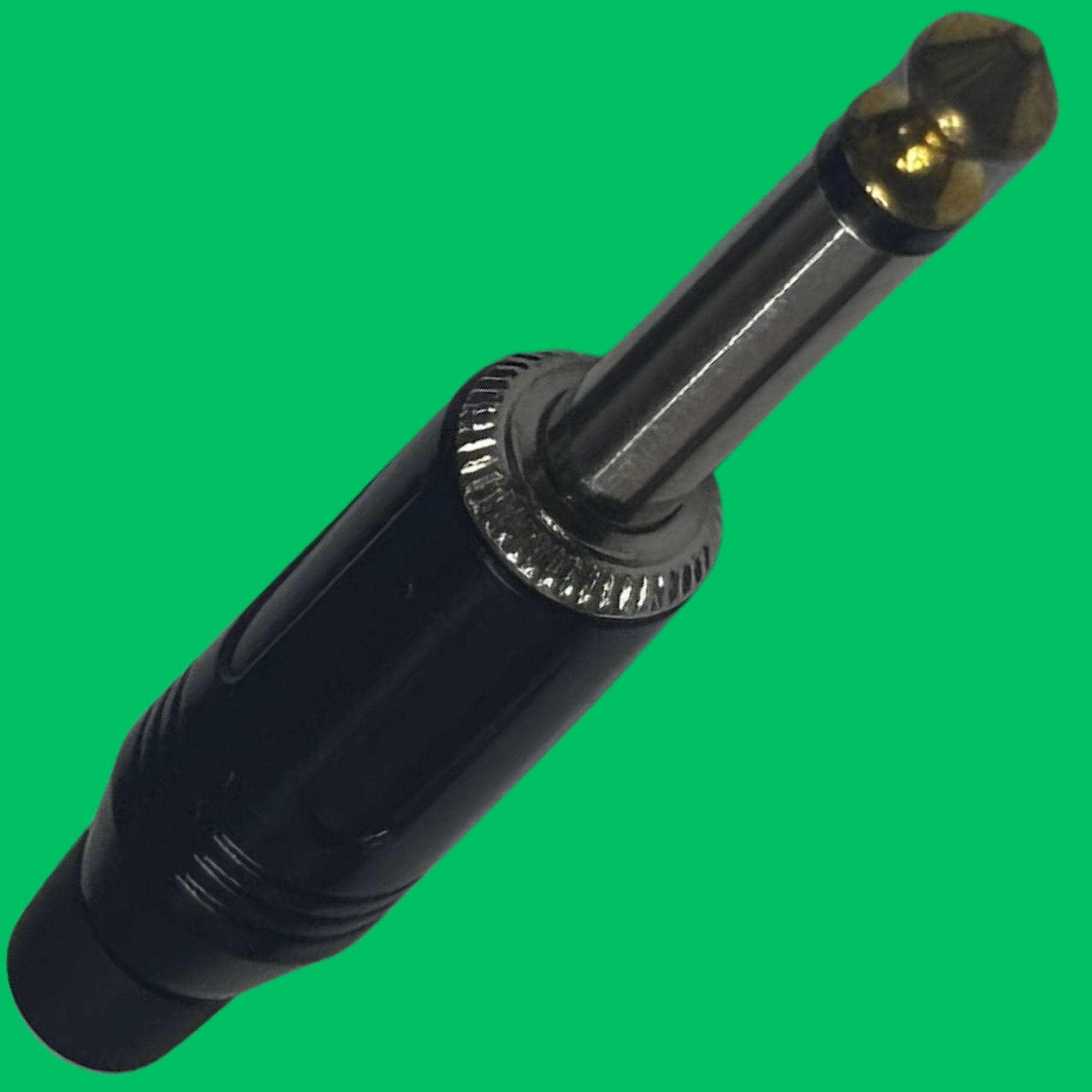 Mono 6.35mm Male Solder Plug (Black-Silver-Gold)