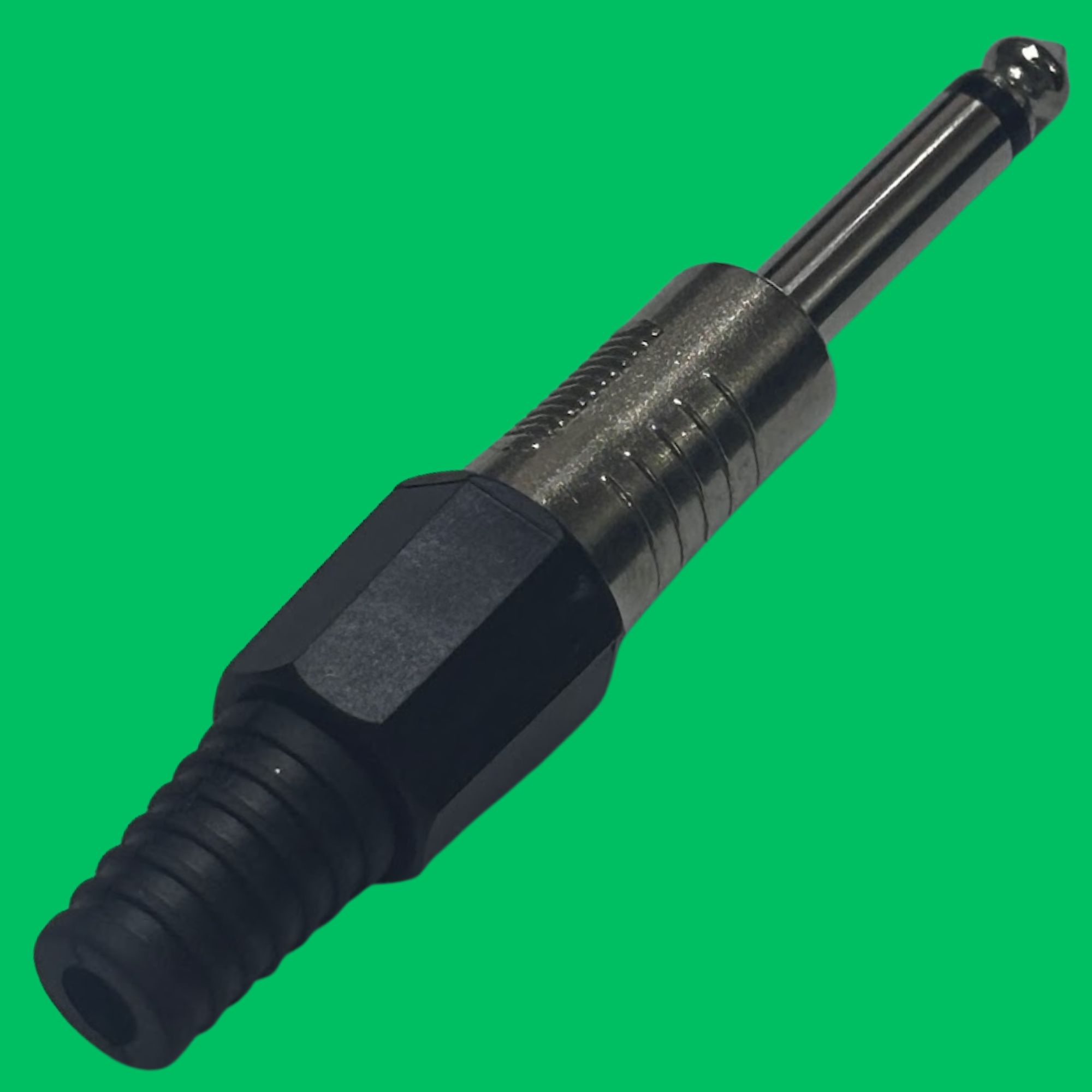 Mono 6.35mm Male Solder Plug (Black-Silver)