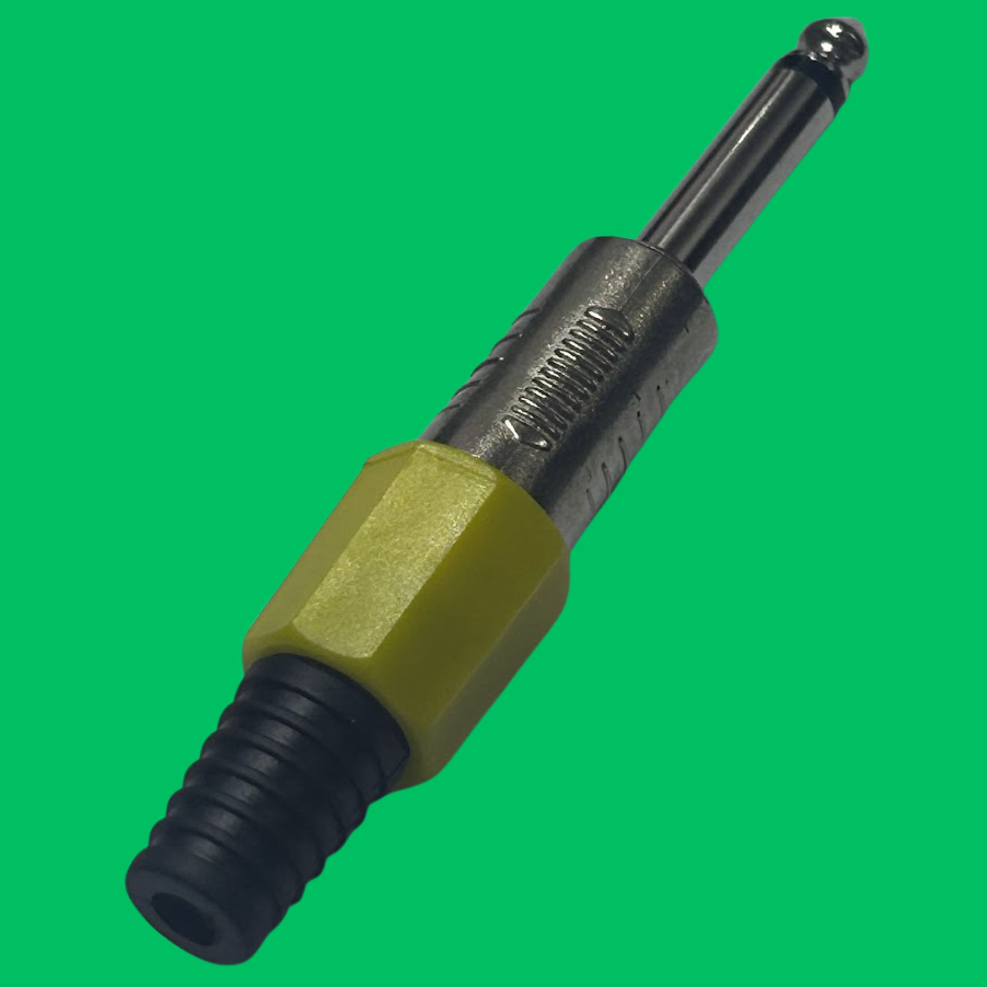 Mono 6.35mm Male Solder Plug (Black-Yellow-Silver)