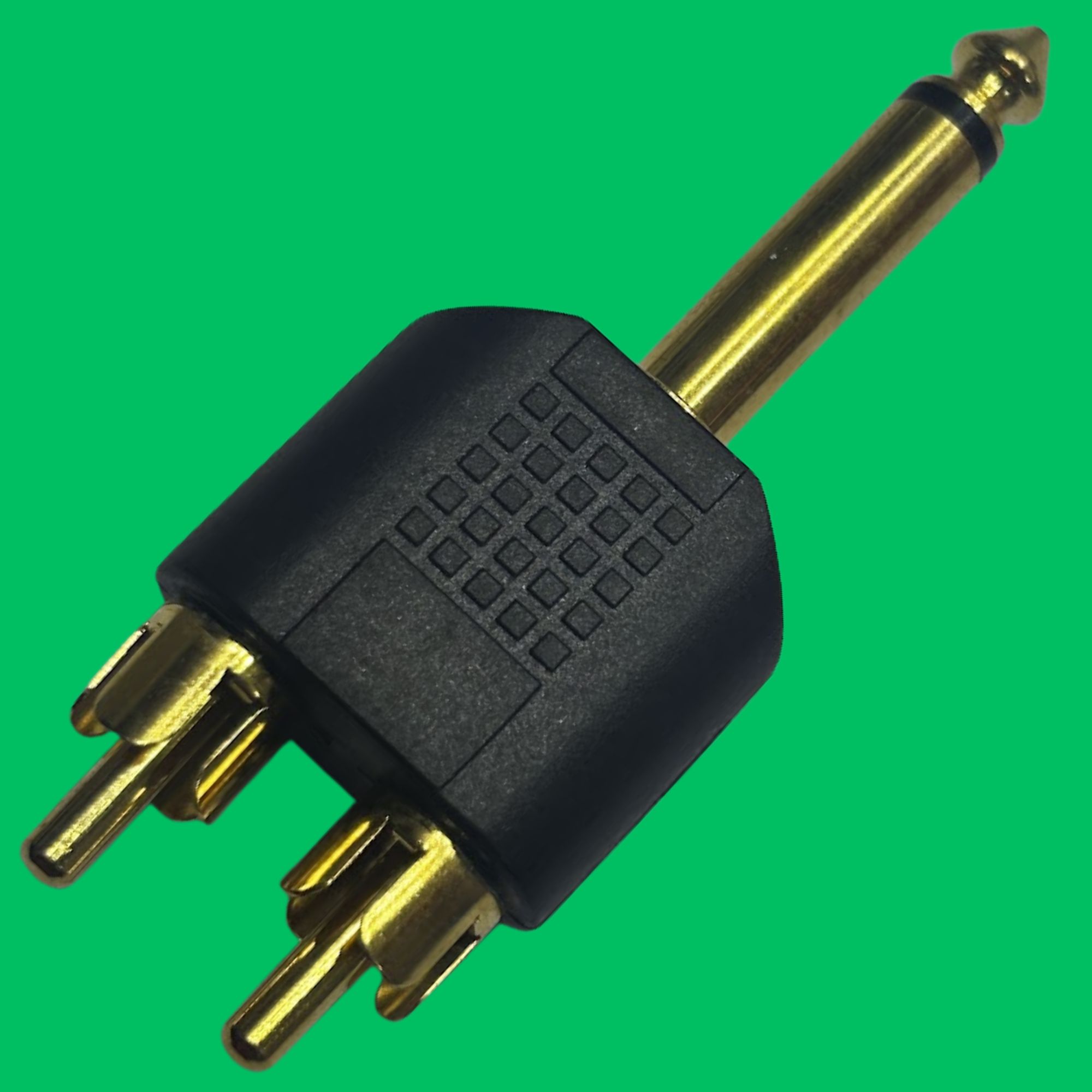 Mono 6.35mm Male to 2x RCA Male Y-Splitter (Black-Gold)