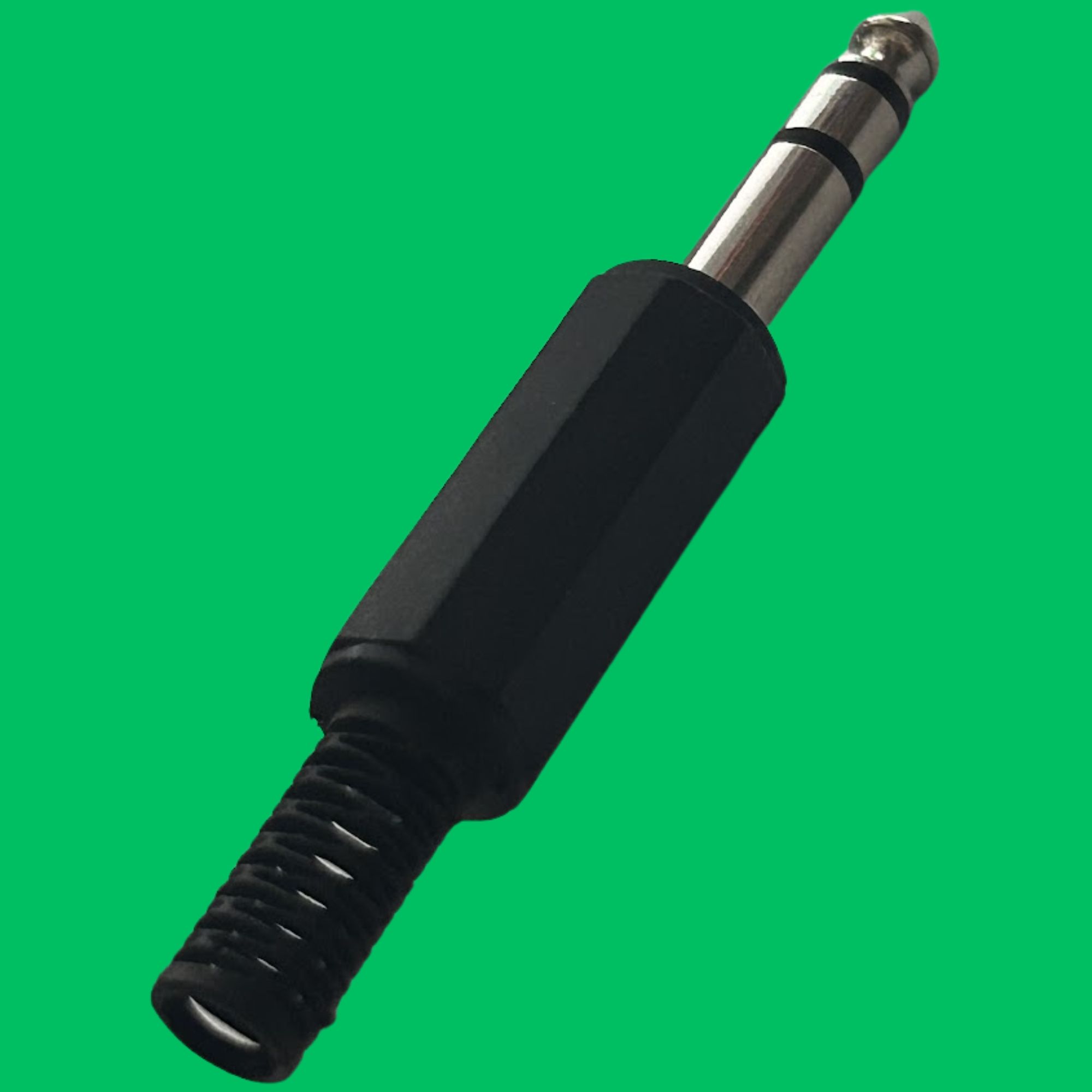 Stereo 6.35mm Male Solder Plug (Black-Silver)