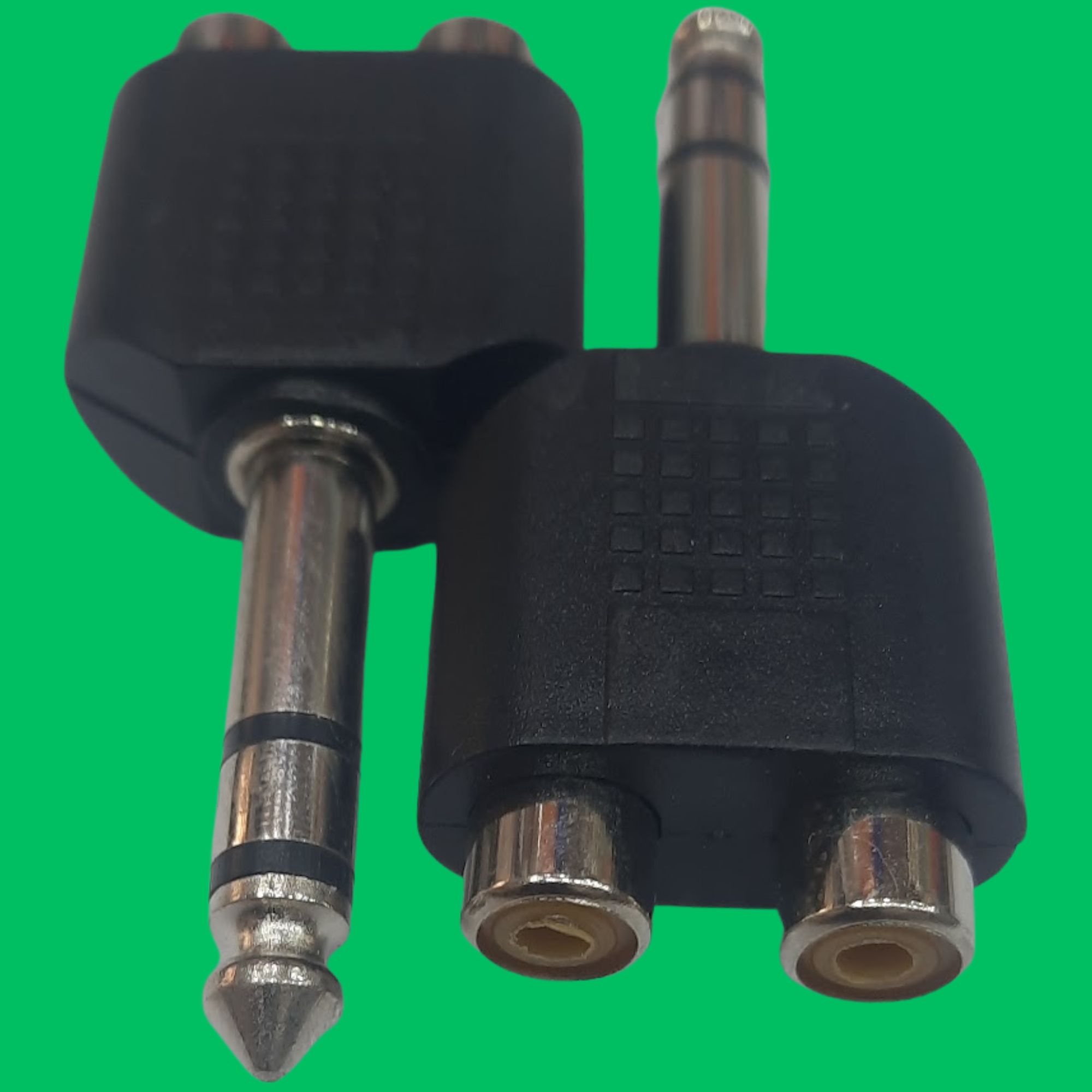 Stereo 6.35mm Male to 2x RCA Female Y-Splitter (Black-Silver)