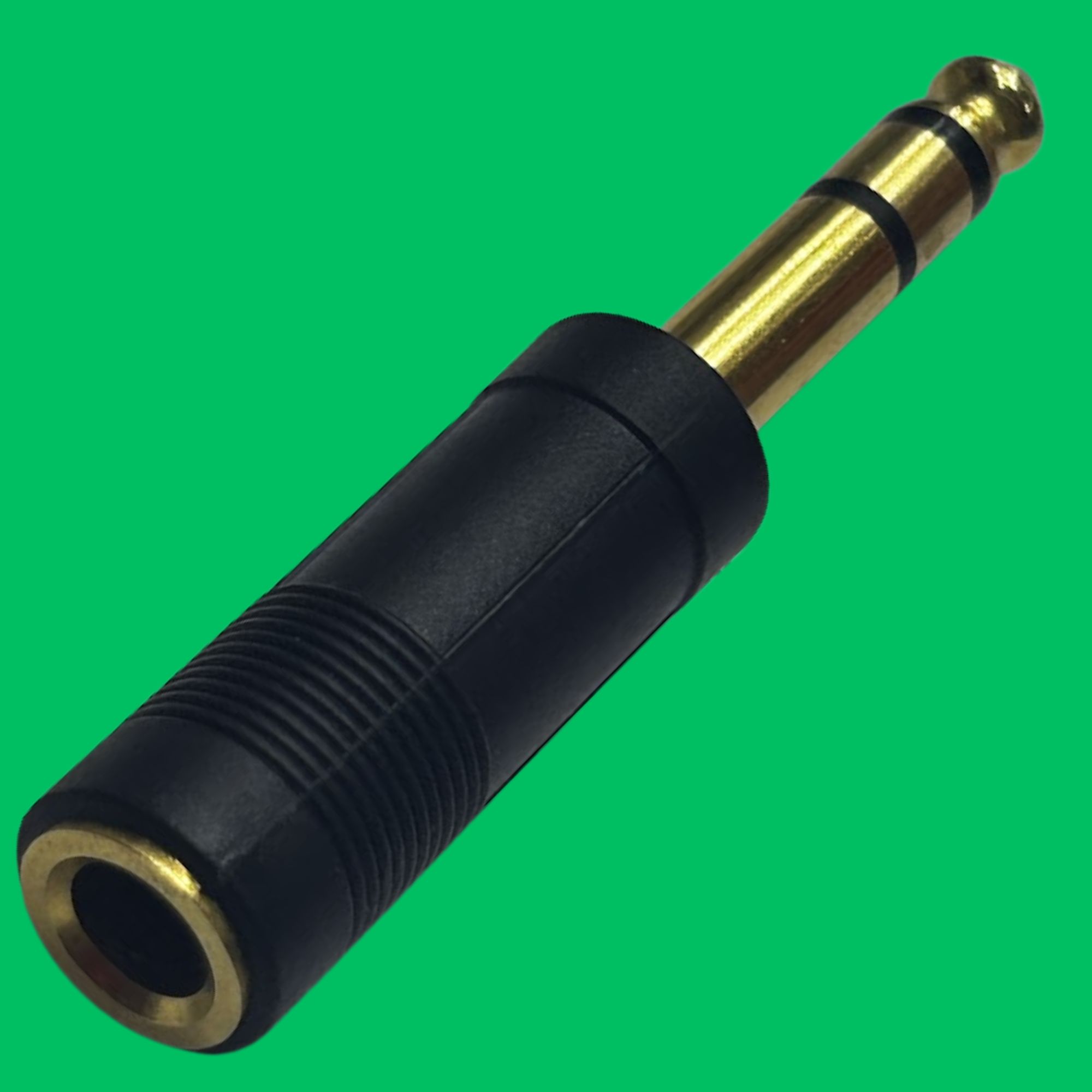 Stereo 6.35mm Male to Mono 6.35mm Female Adapter (Black-Gold)