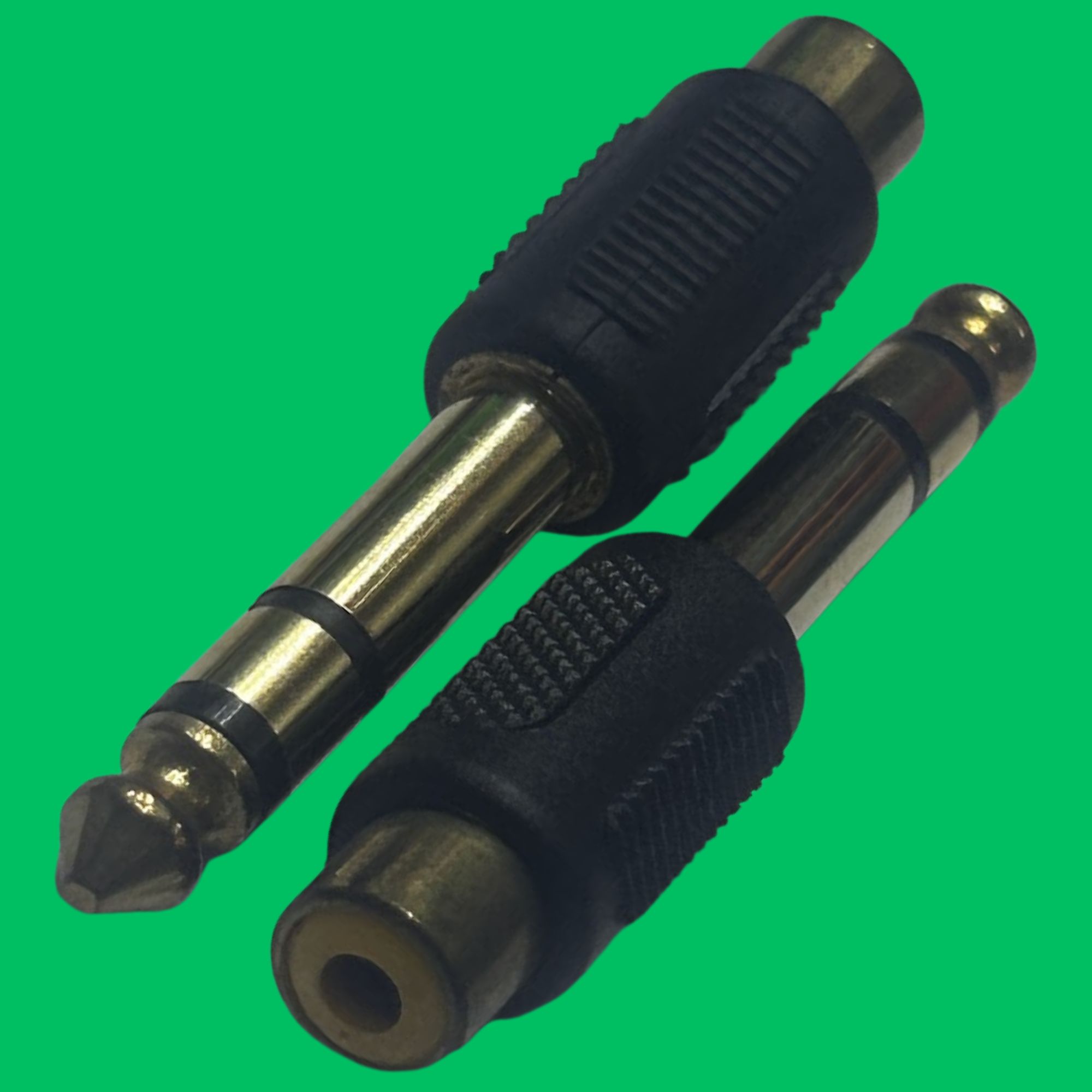 Stereo 6.35mm Male to RCA Female Adapter (Black-Gold)