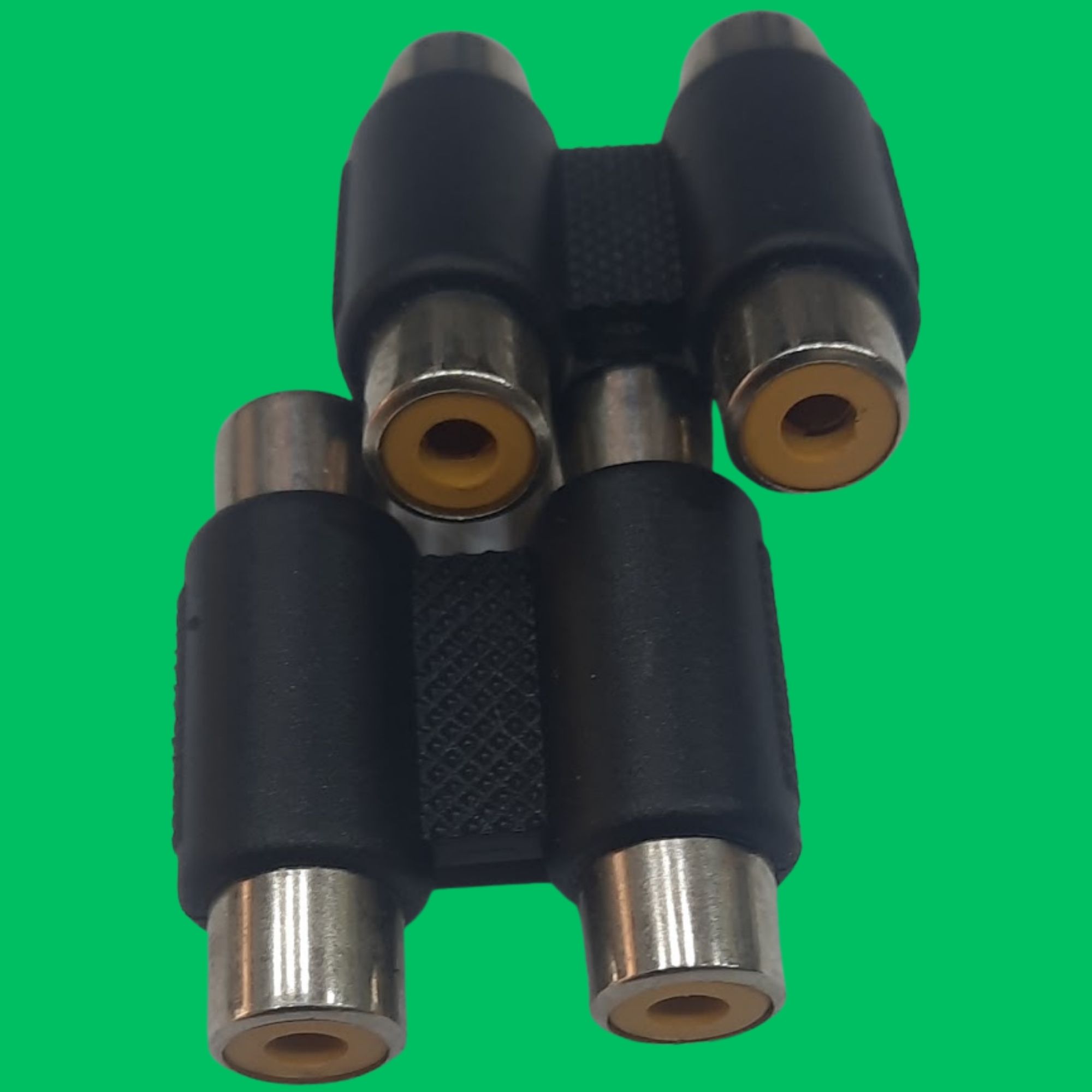 Dual RCA Female Coupler (Black-Silver)