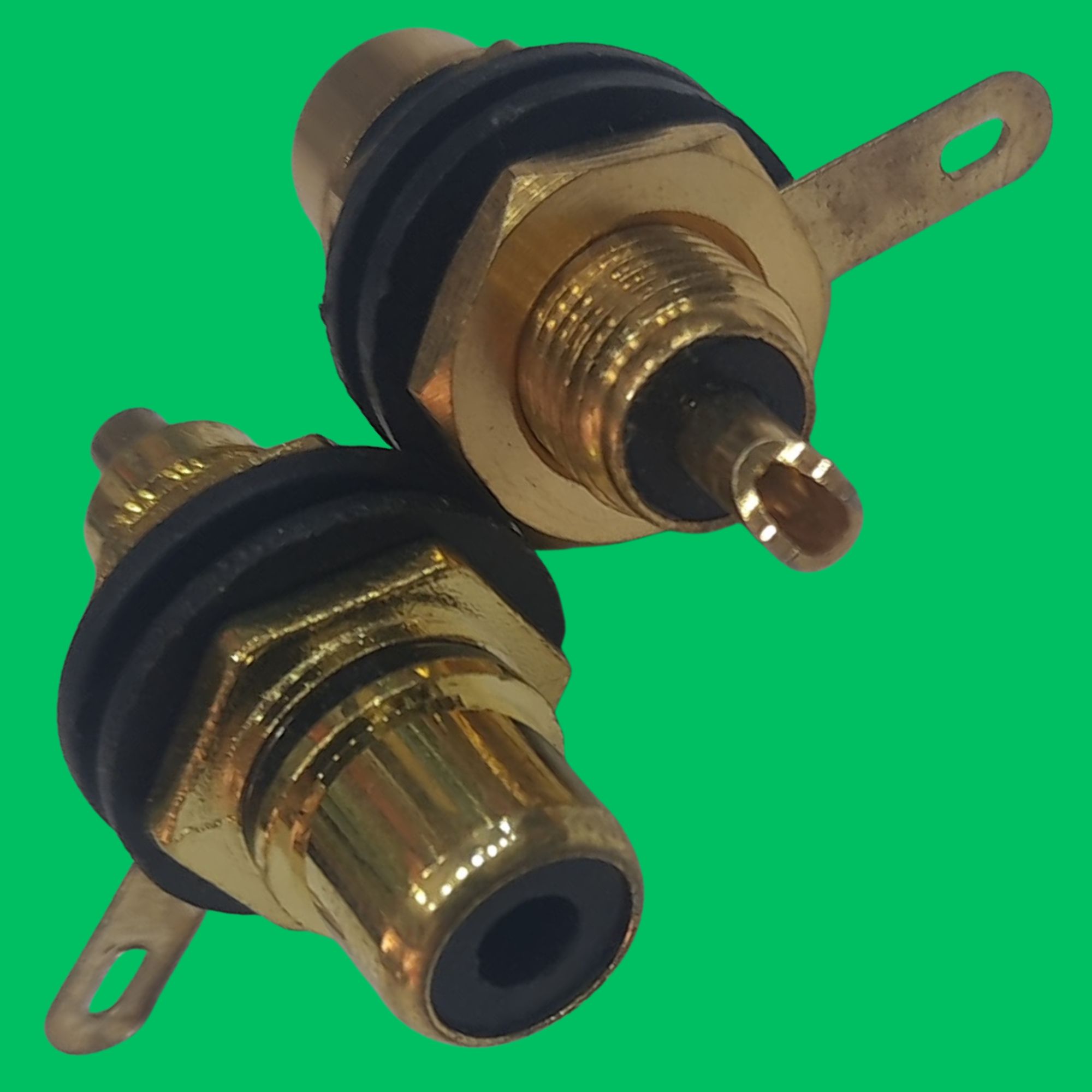 RCA Female Panel Solder Jack (Black-Gold)
