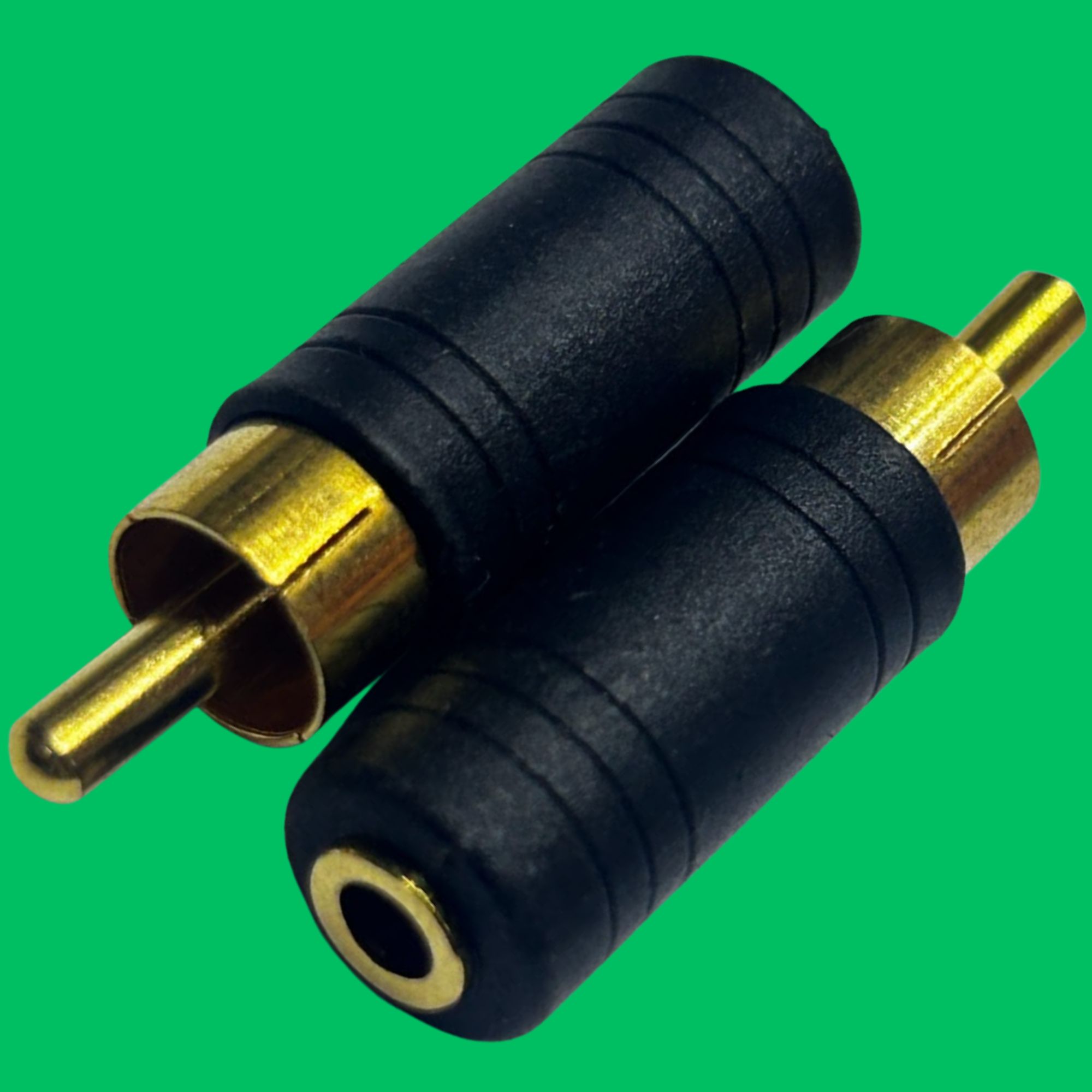 RCA Male to Mono 3.5mm Female Adapter (Black-Gold)