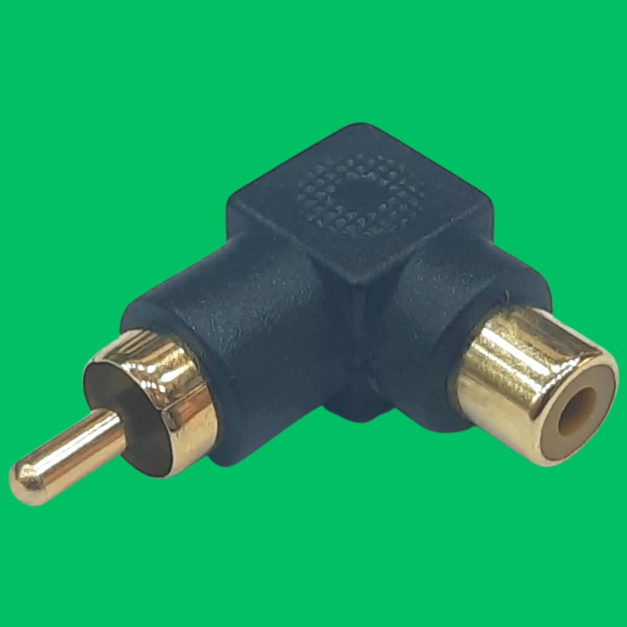 RCA Male-Female Right-Angle Adapter (Black-Gold)