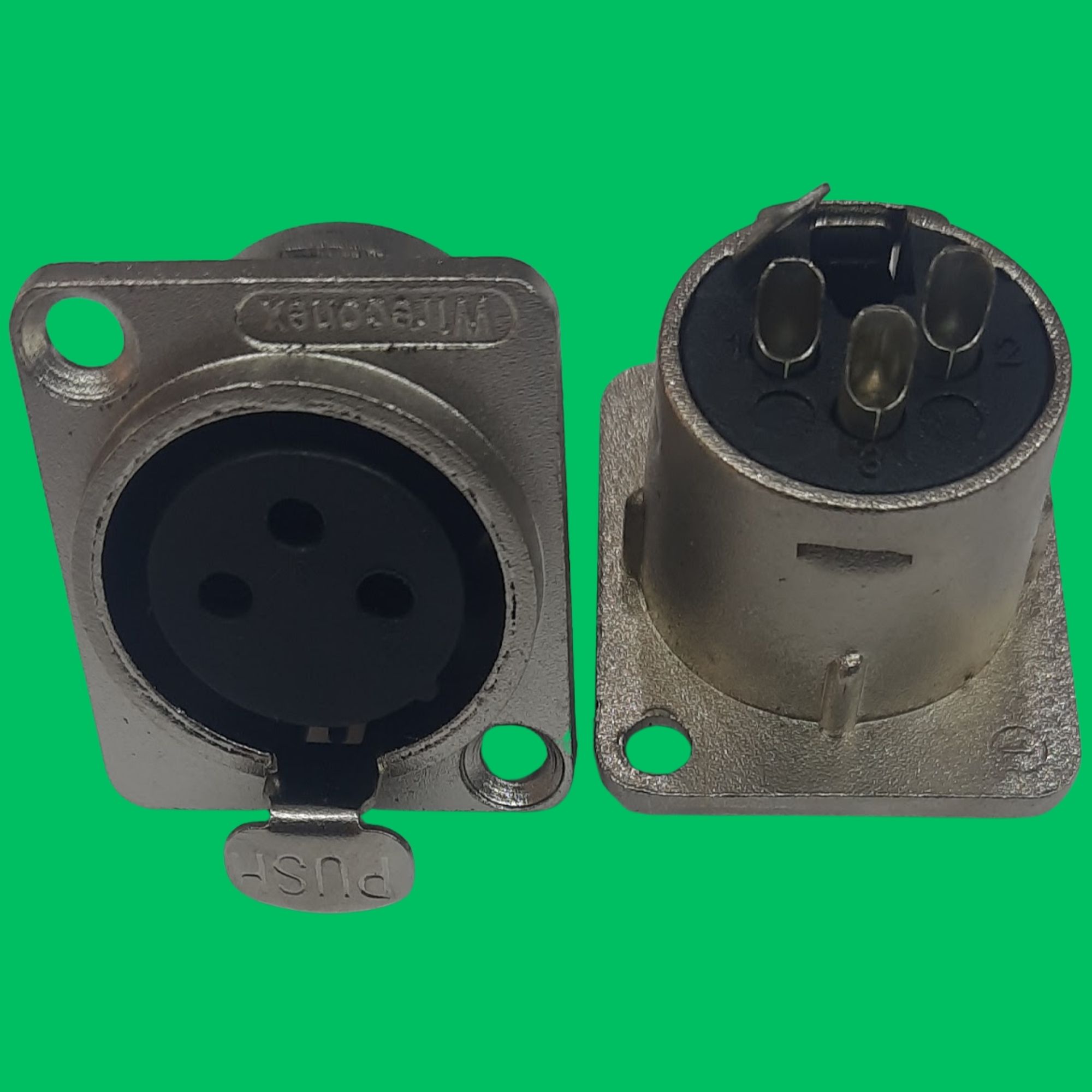 XLR 3-Pin Female Panel Solder Jack (Black-Silver)