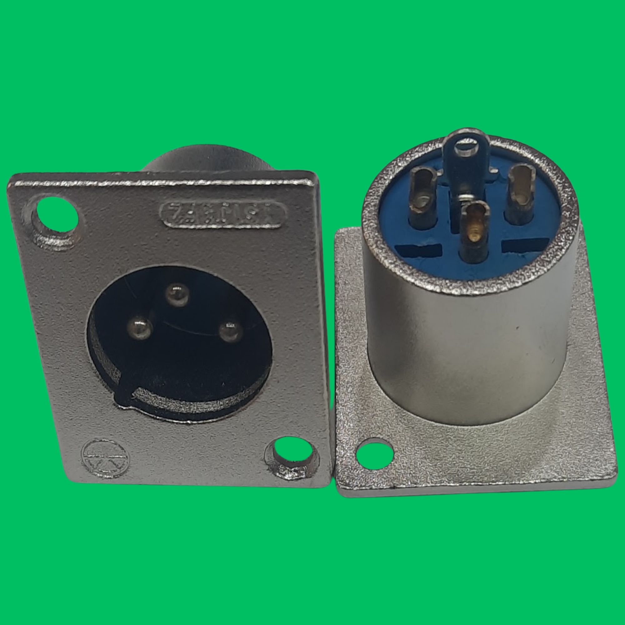 XLR 3-Pin Male Panel Solder Plug (Silver-Blue)