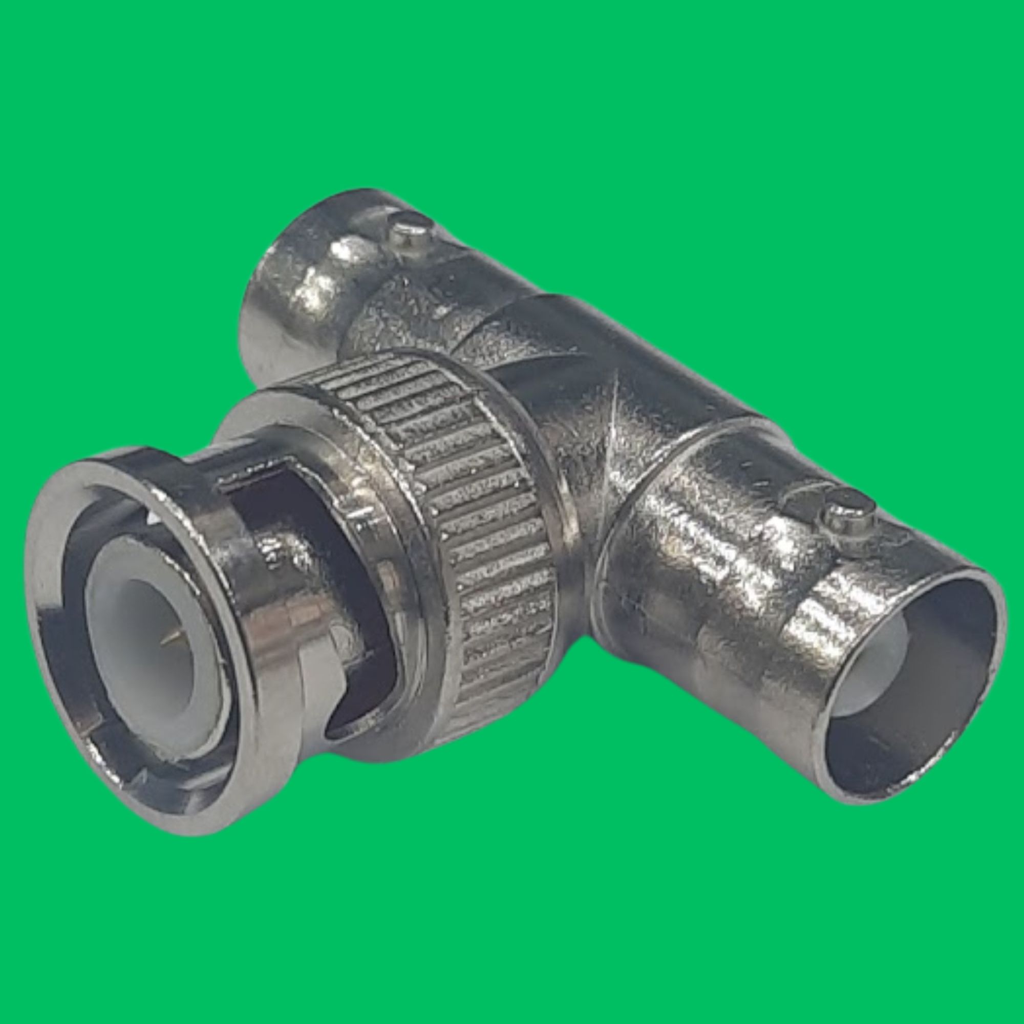 BNC Male to 2x BNC Female T-Splitter (Silver)