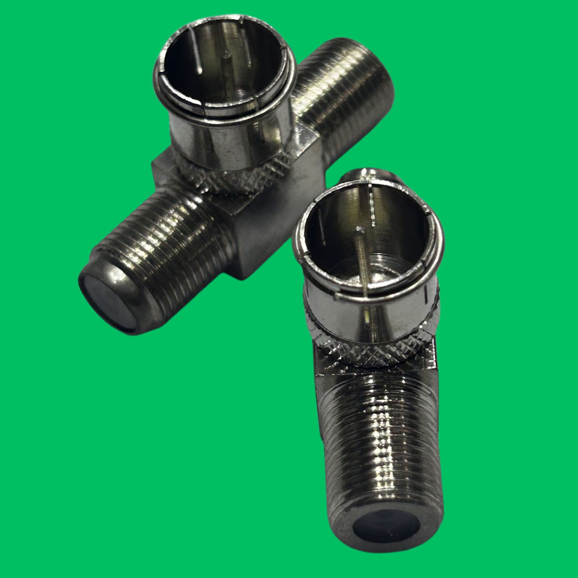 Quick F Male to 2x F Female T-Splitter (Silver)