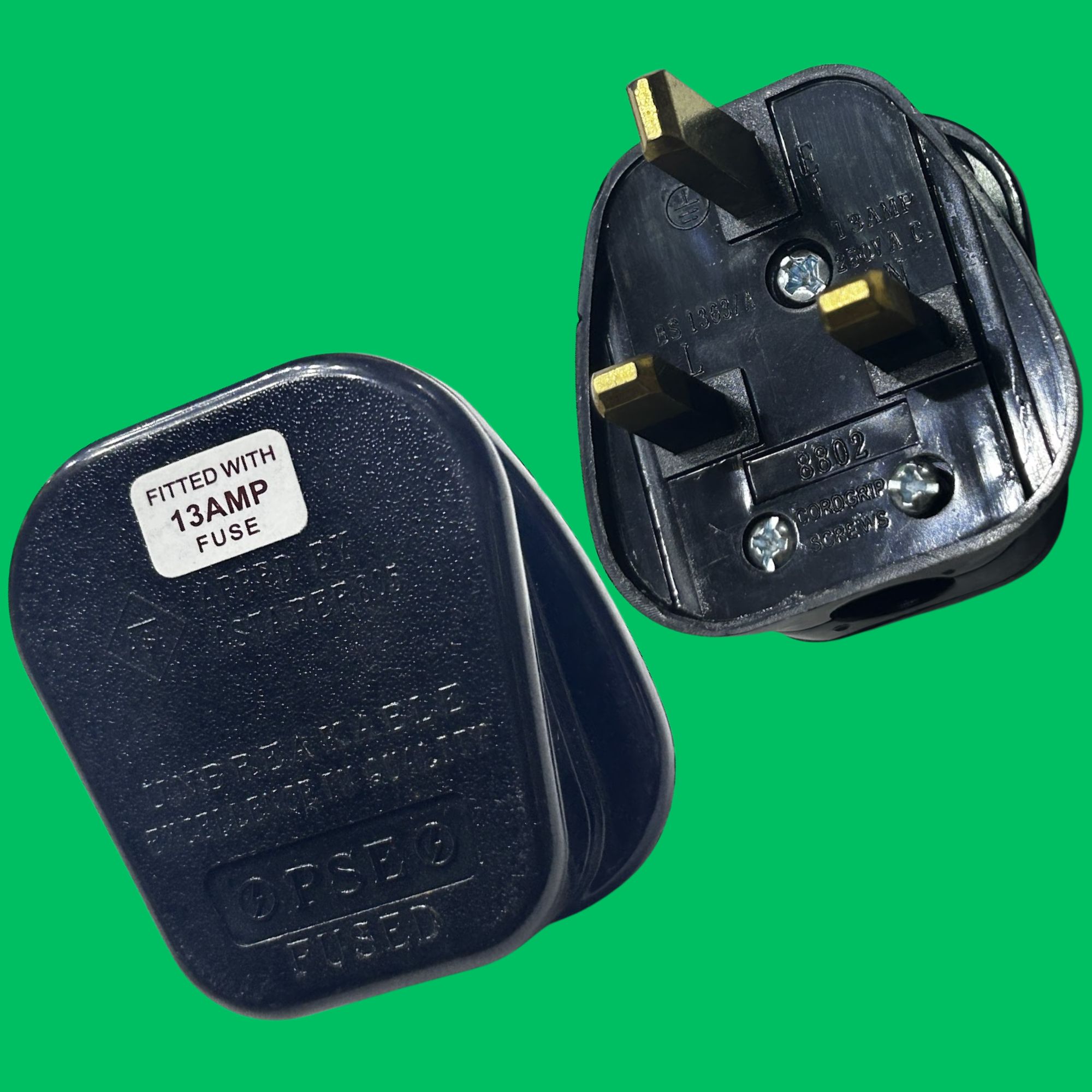13A UK 3-Pin Fused Plug (Black)