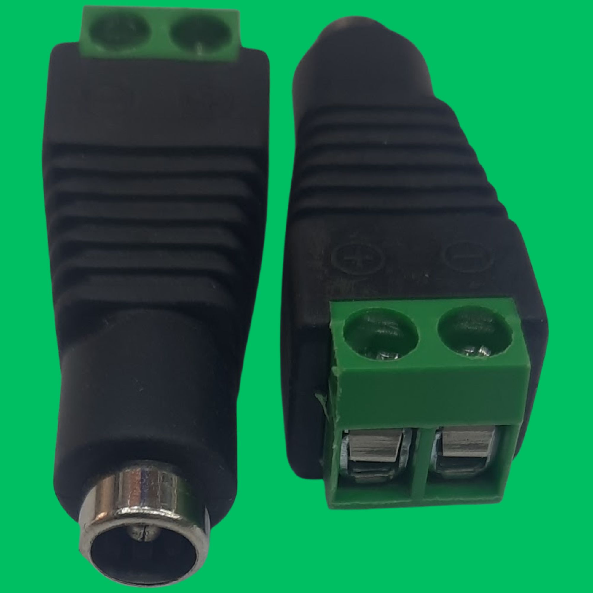 DC Female Screw-Terminal Power Jack (Black-Green)