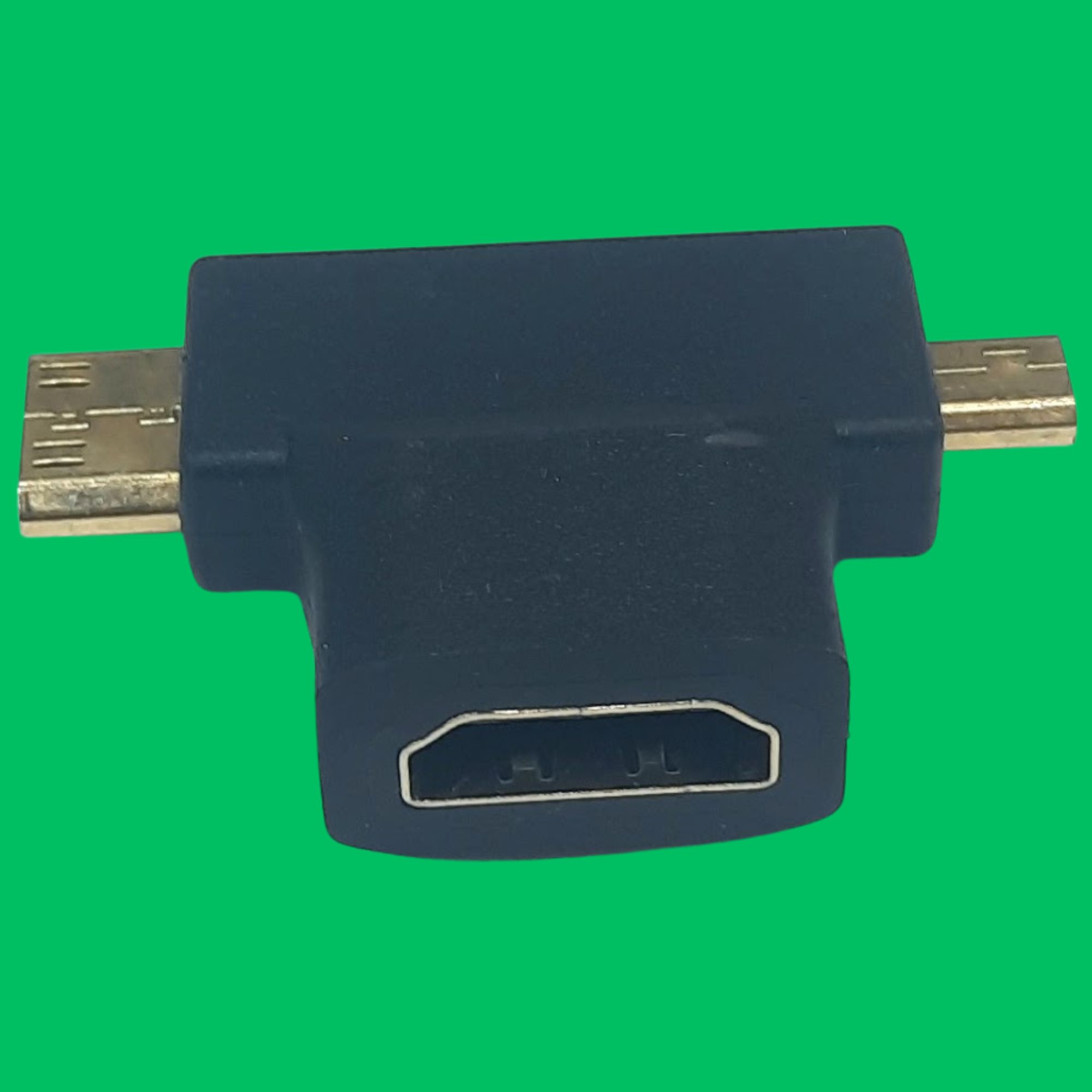 HDMI Mini/Micro Male to HDMI Female T-Adapter (Black-Gold)