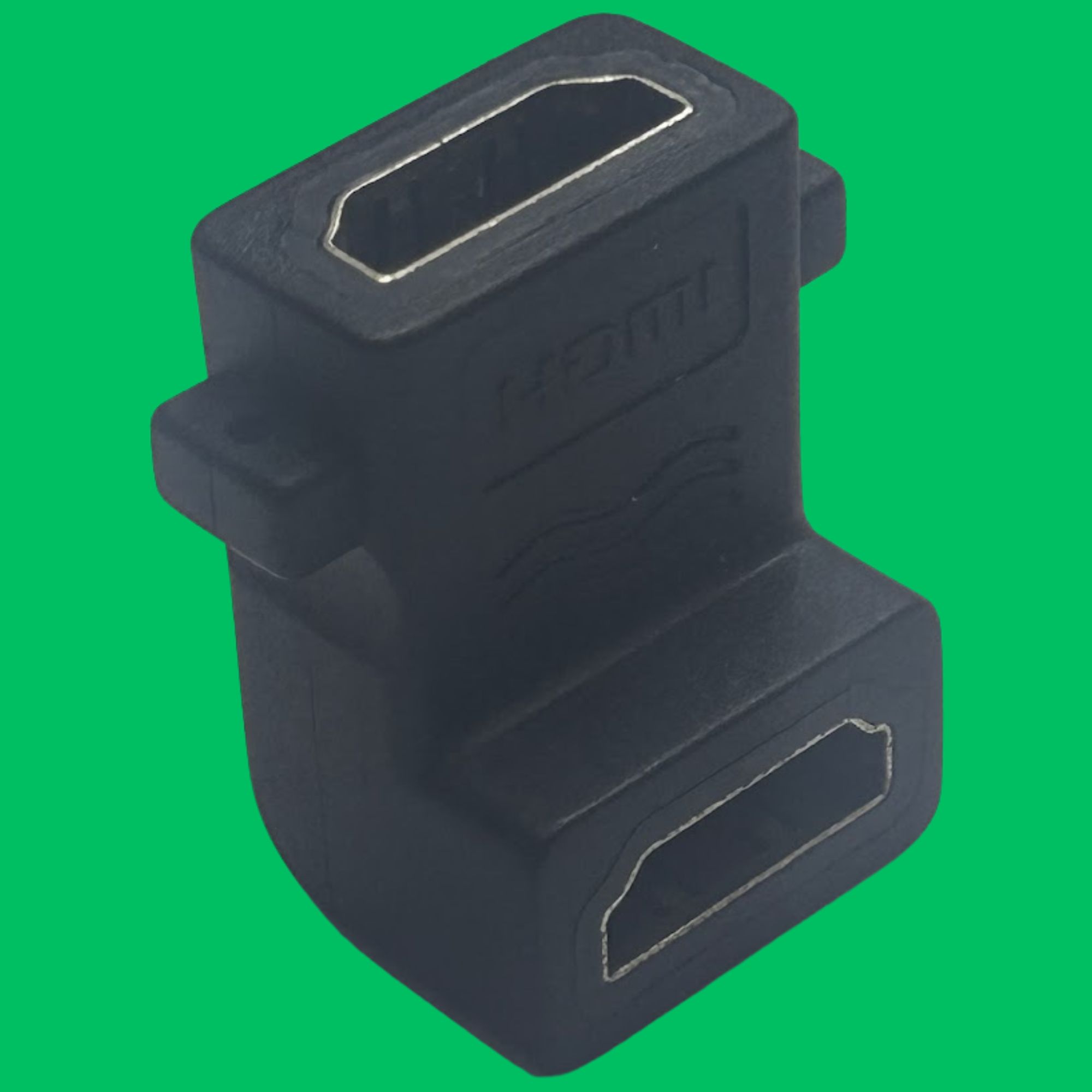 HDMI Female Right-Angle Coupler (Black-Gold)