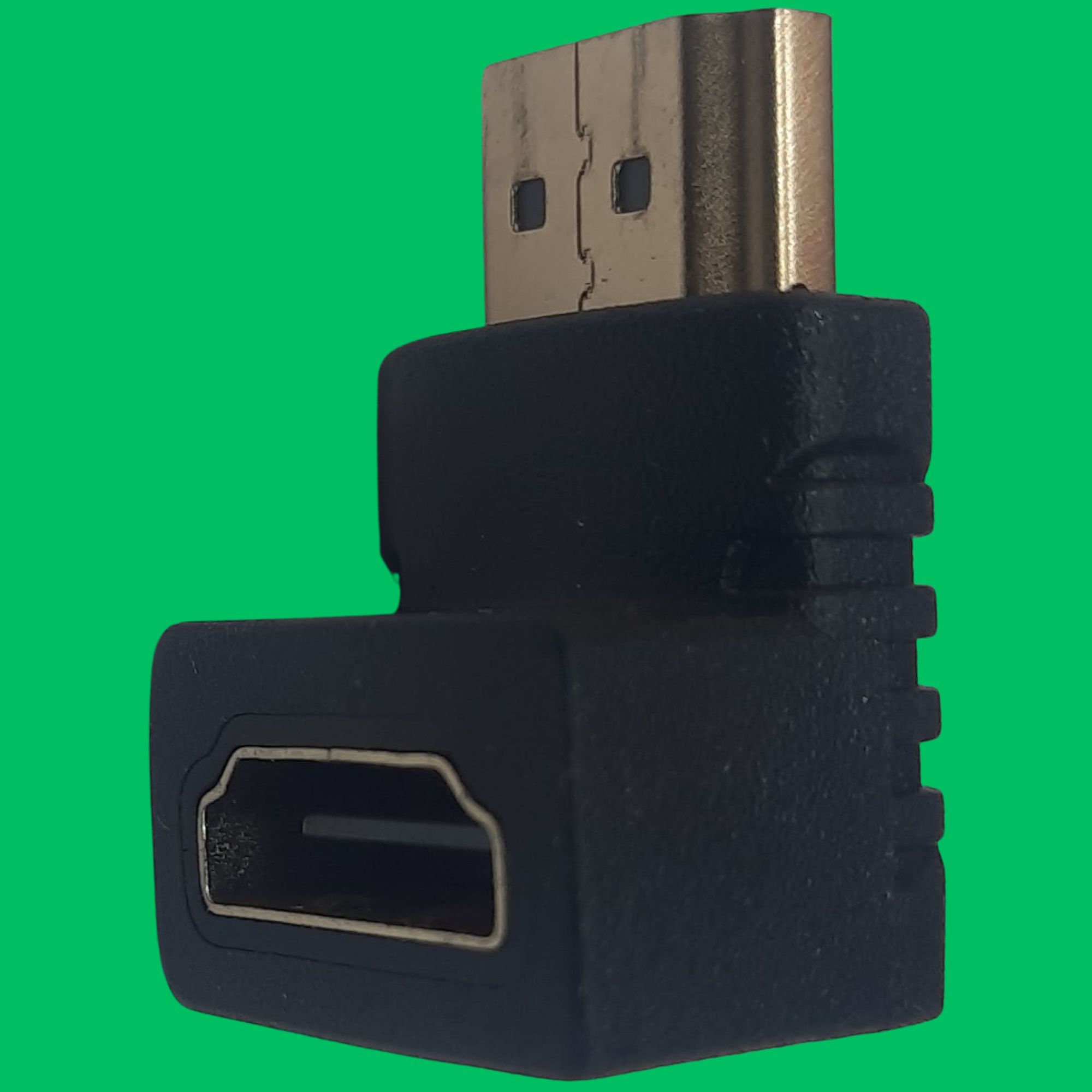HDMI Male-Female Right-Angle Adapter (Black-Gold)
