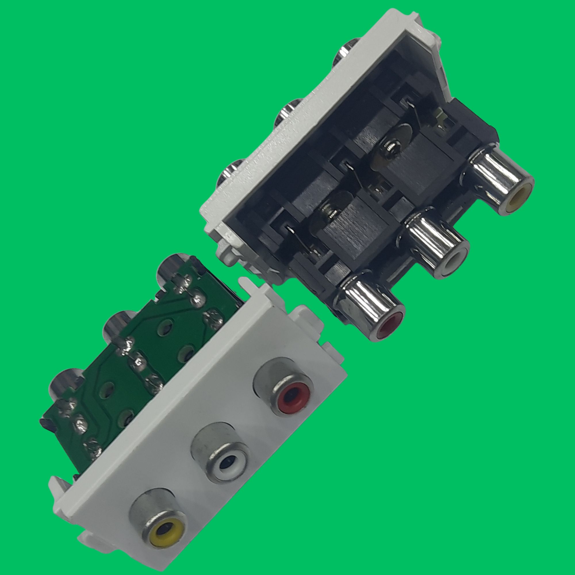 3x RCA Female Coupler Module (White)
