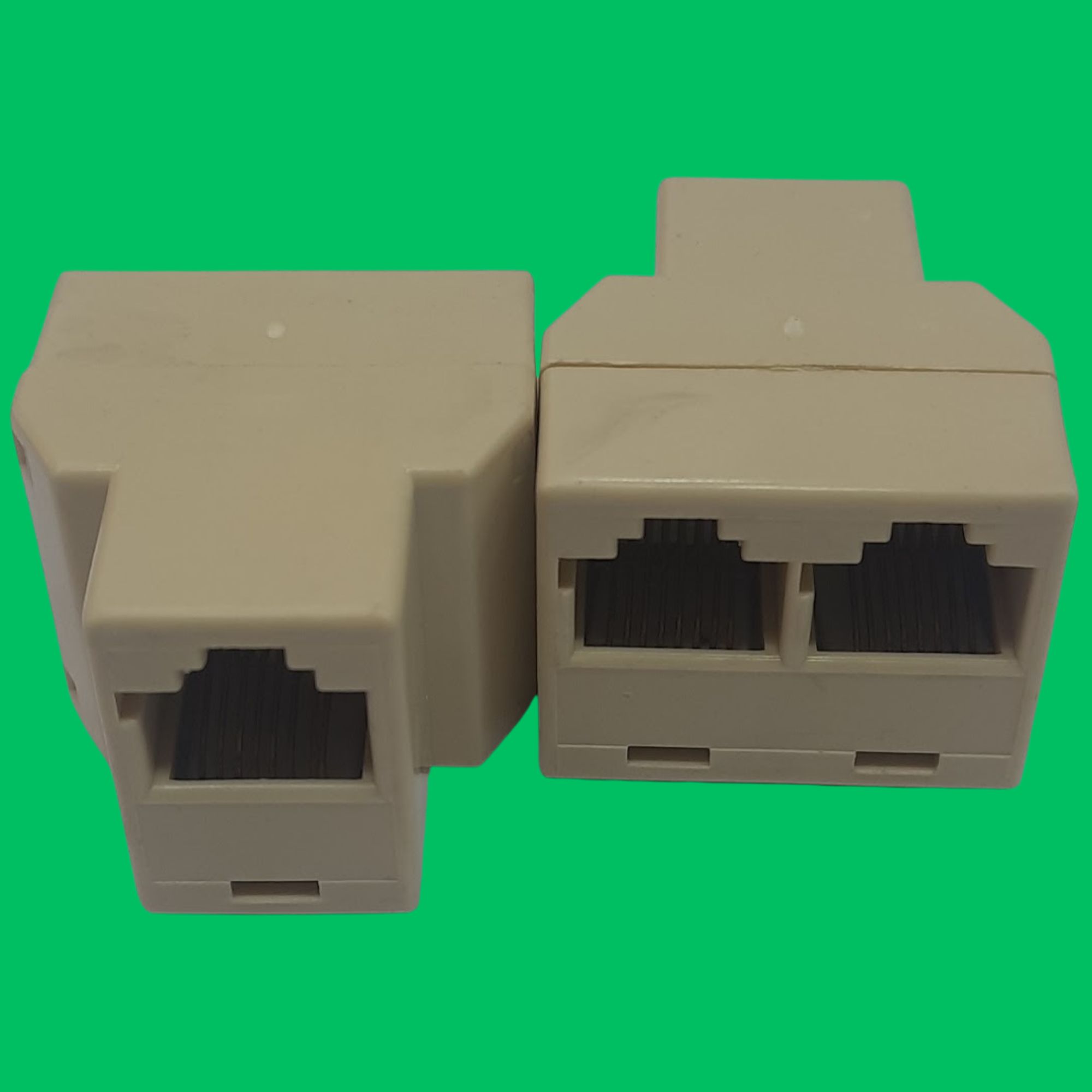 RJ45 Female to 2x RJ45 Female T-Splitter (Beige)