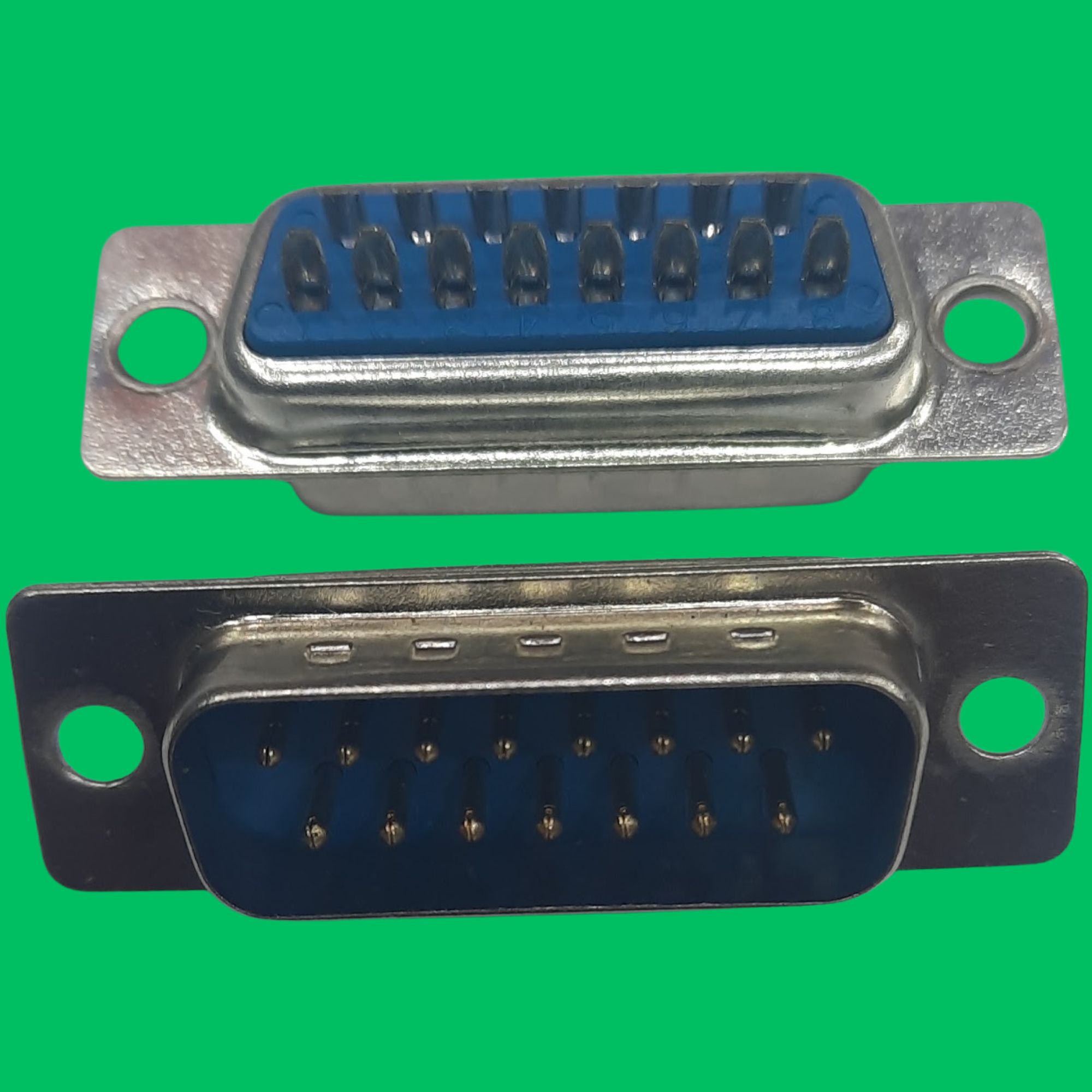 DB15 Male Panel Solder Plug (Blue-Silver)