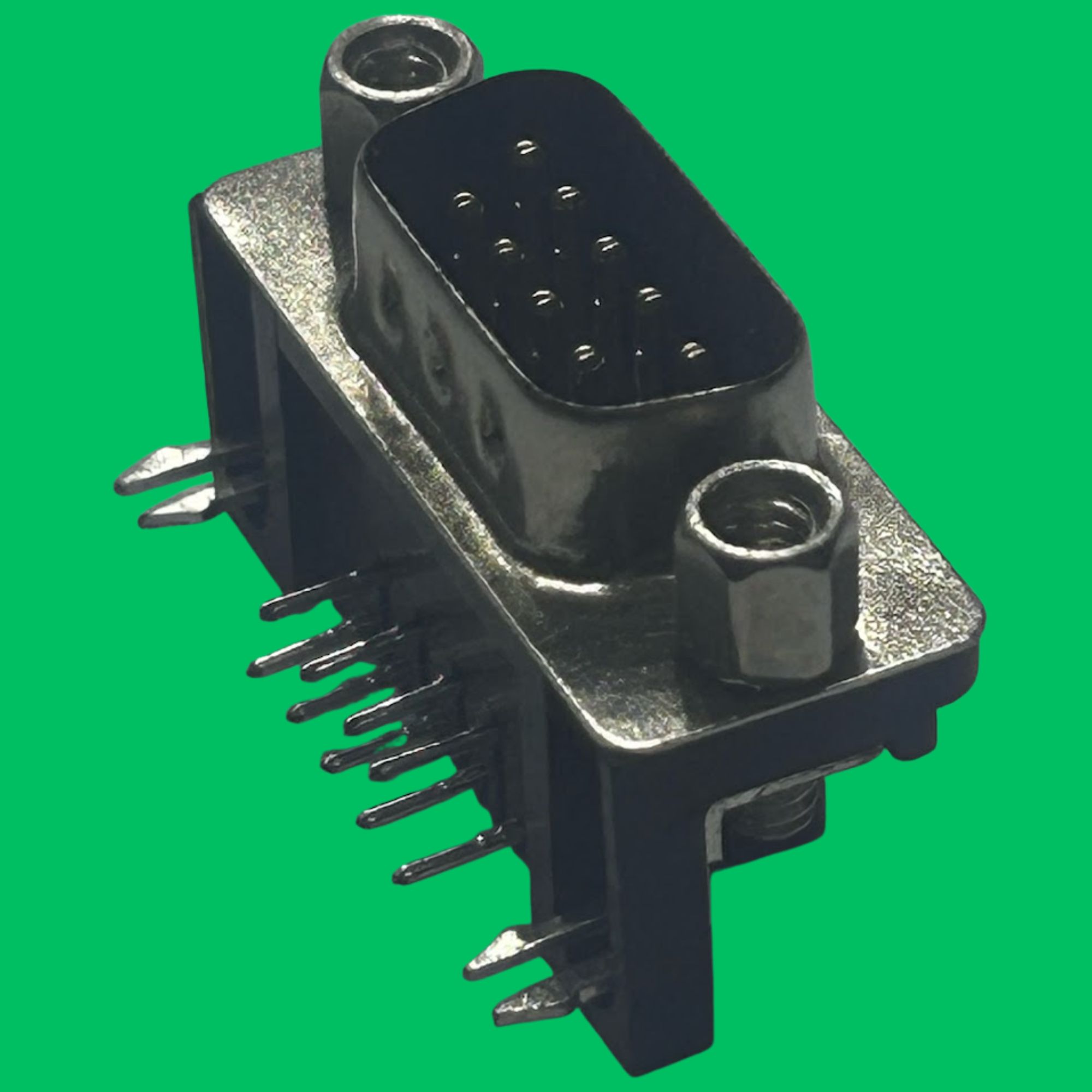 DB9 Male PCB Right-Angle Plug (Black-Silver)