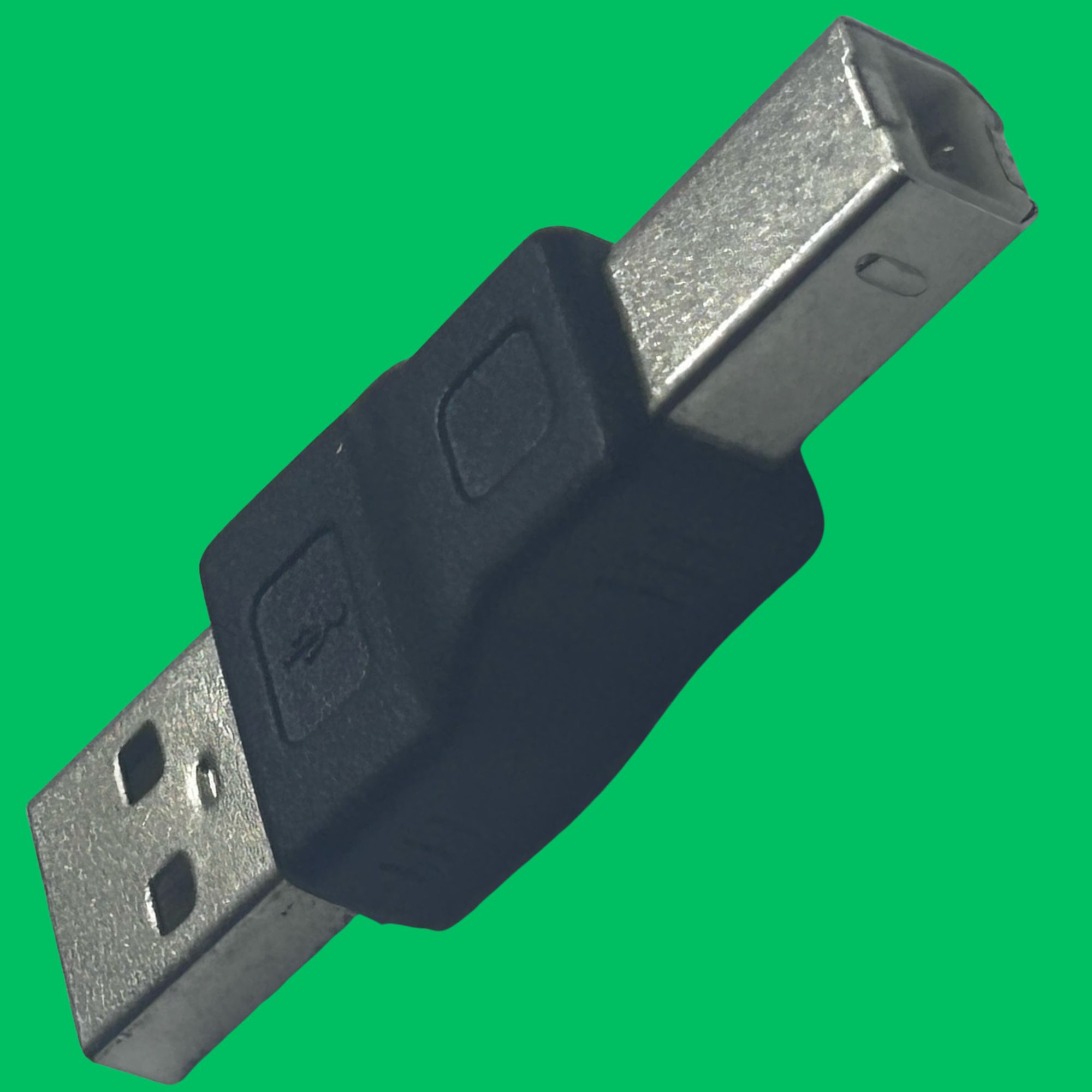 USB Type-A Male to Type-B Male Adapter (Black-Silver)