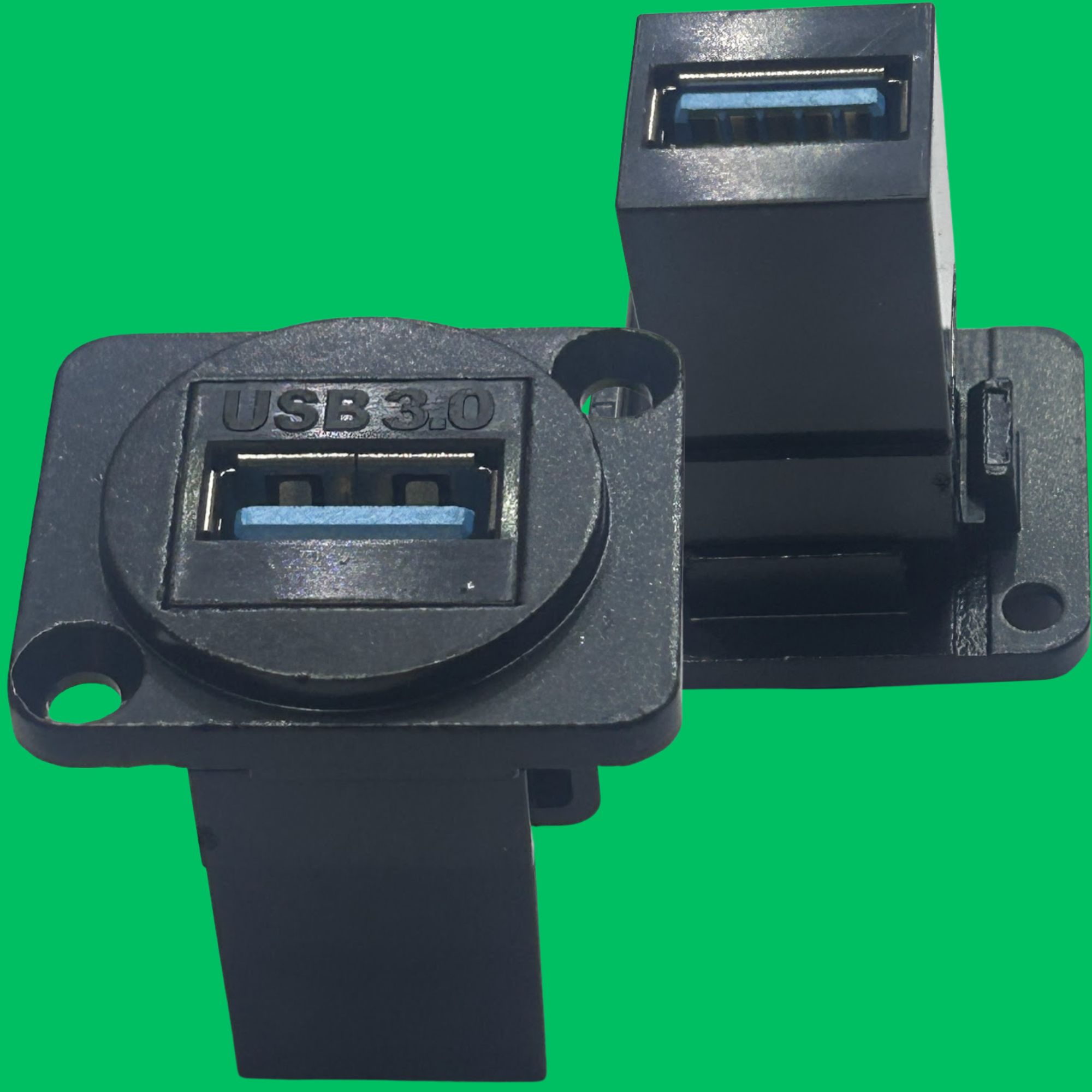USB 3.0 Type-A Female Panel Coupler (Black-Blue)
