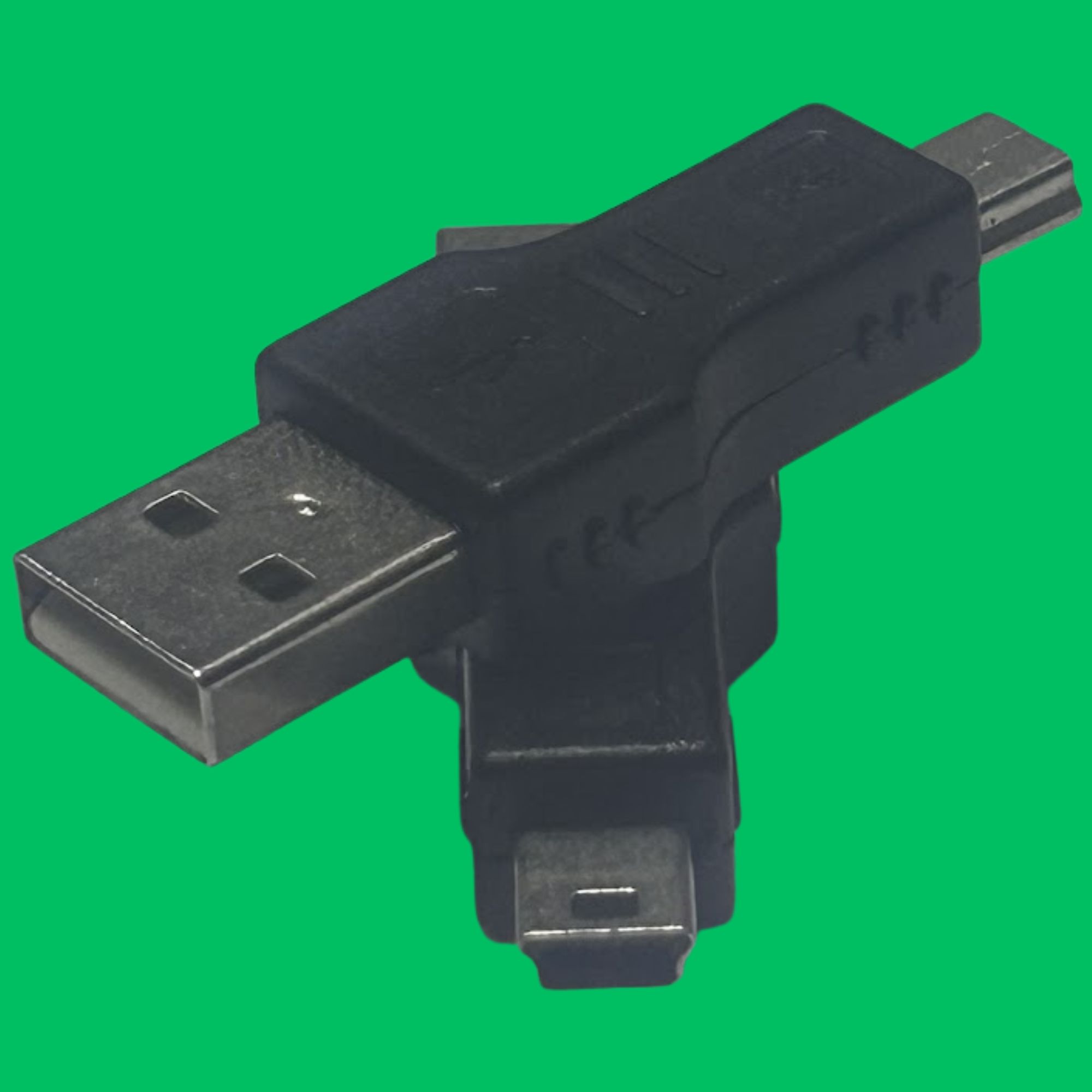 USB Type‑A Male to USB Mini‑B Male Adapter (Black‑Silver‑White)
