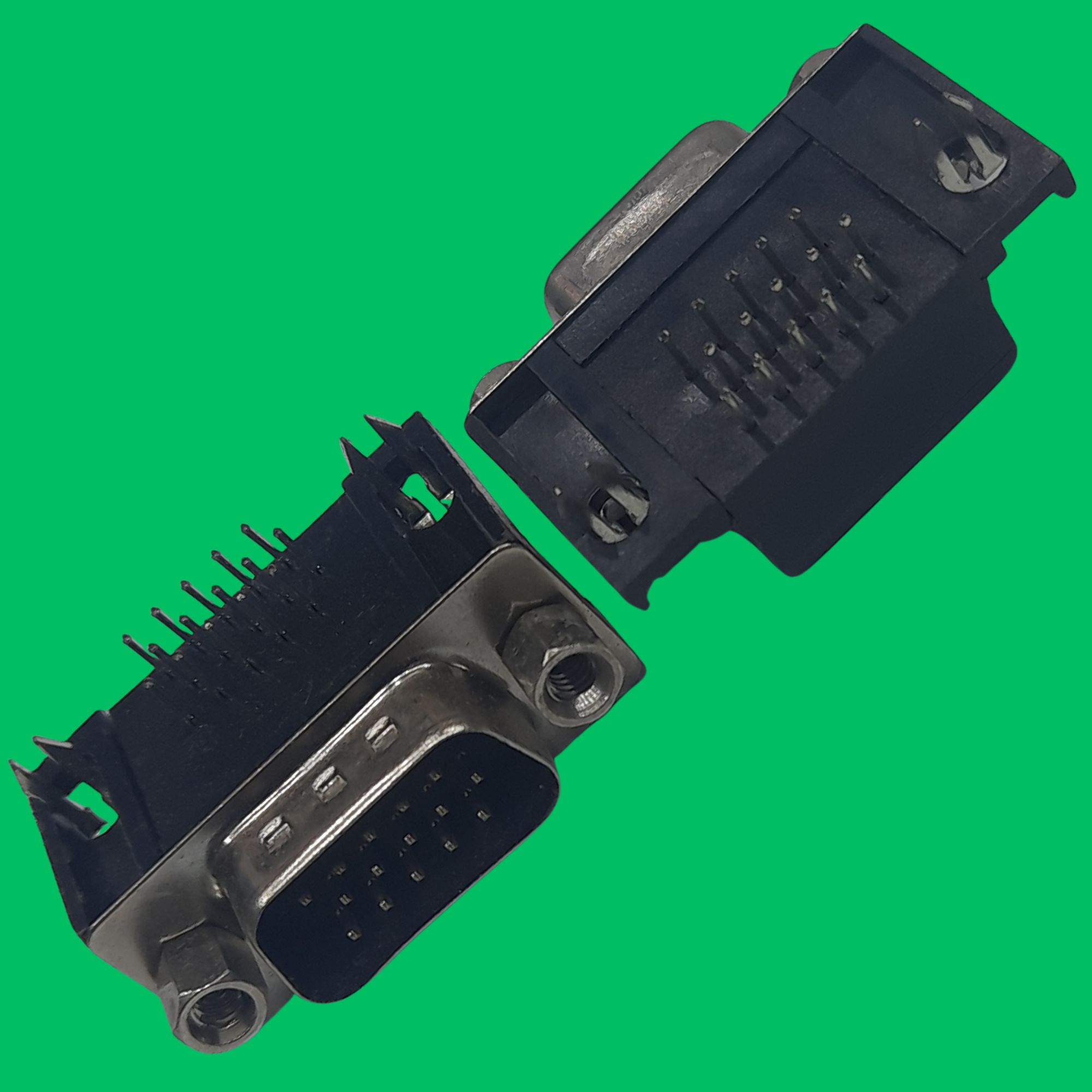 VGA Male PCB Right-Angle Connector (Black-Silver)