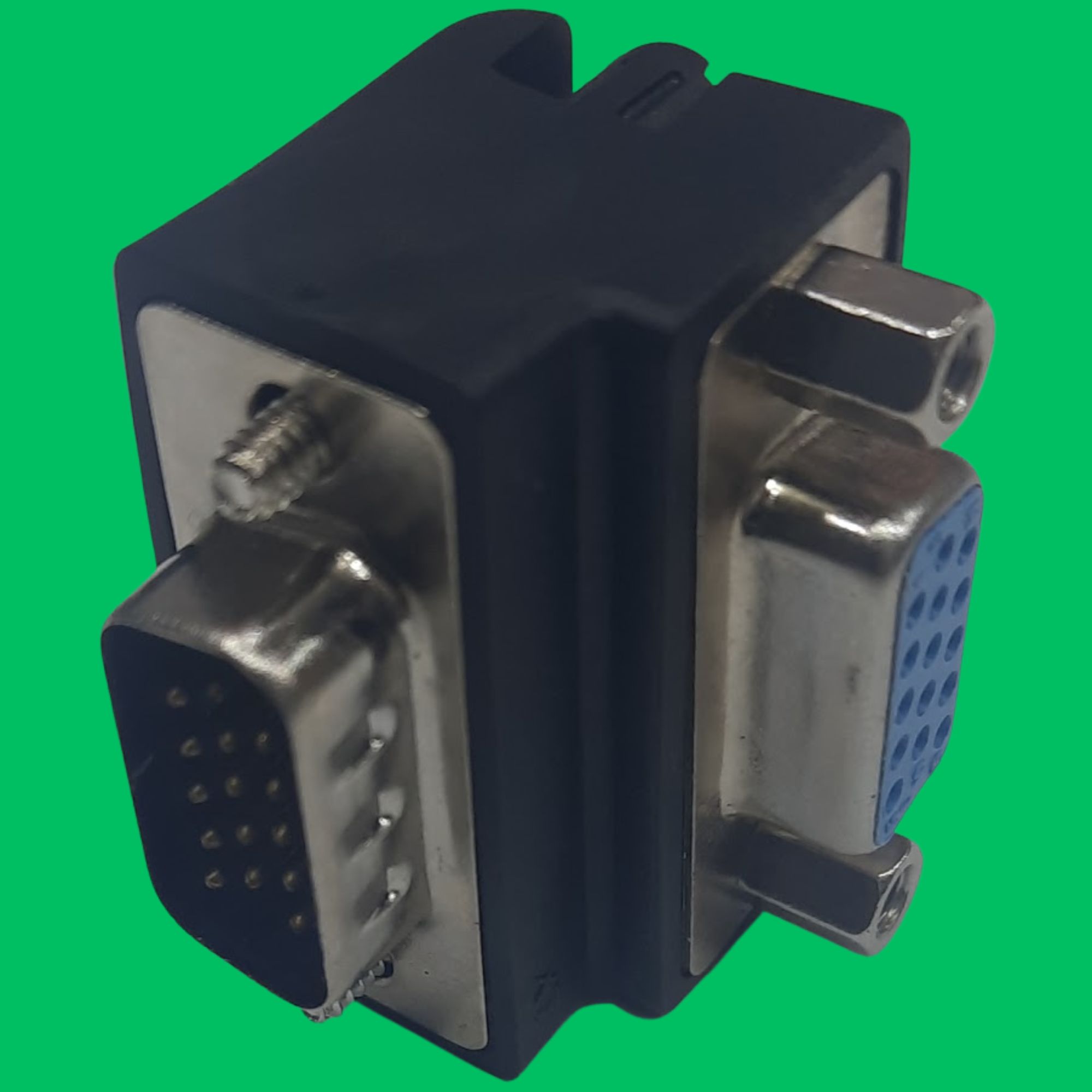 VGA Male-Female Right-Angle Adapter (Black-Blue)